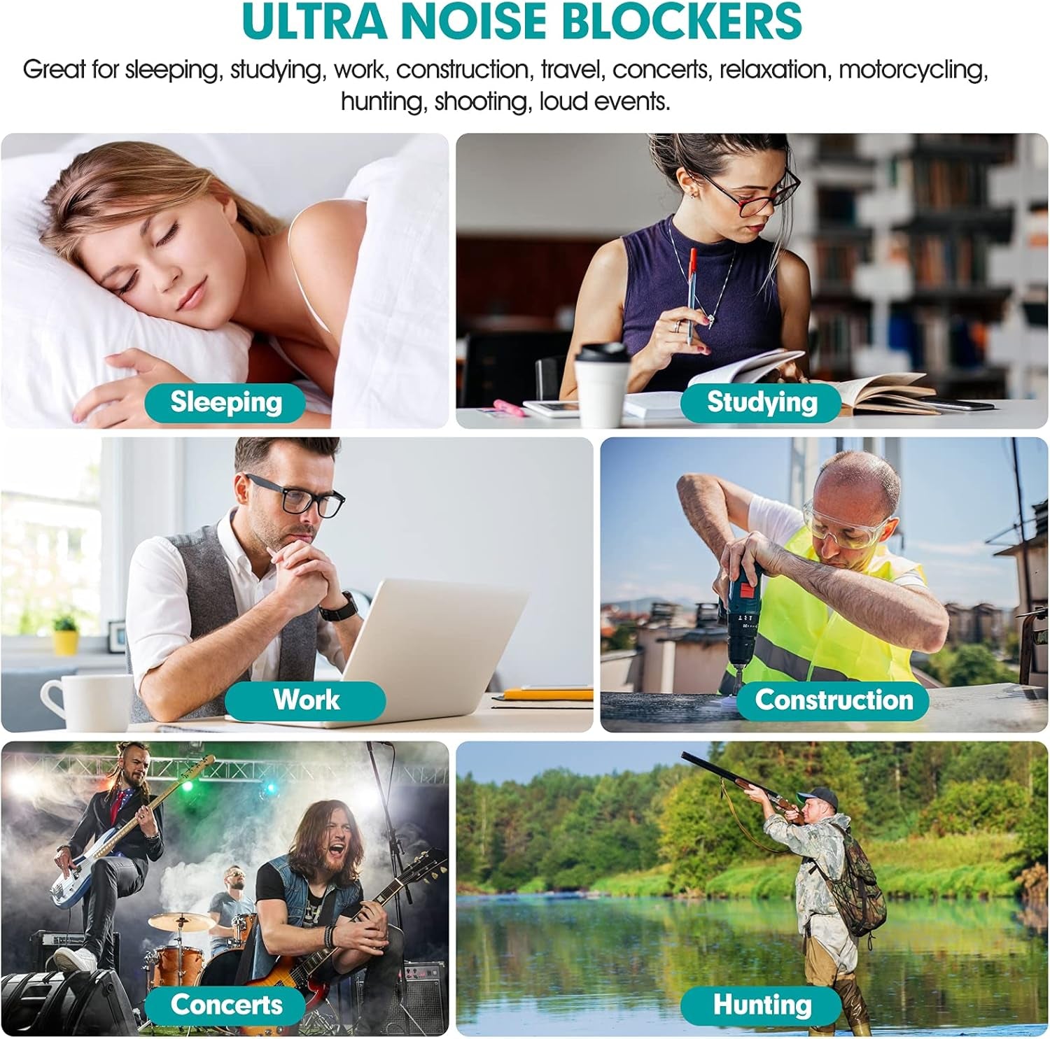 100 Pairs Black Foam Ear Plugs - 33Db NRR Noise Cancelling, Durable & Comfortable, Individually Wrapped for Work, Construction, Shooting, Travel, Loud Events