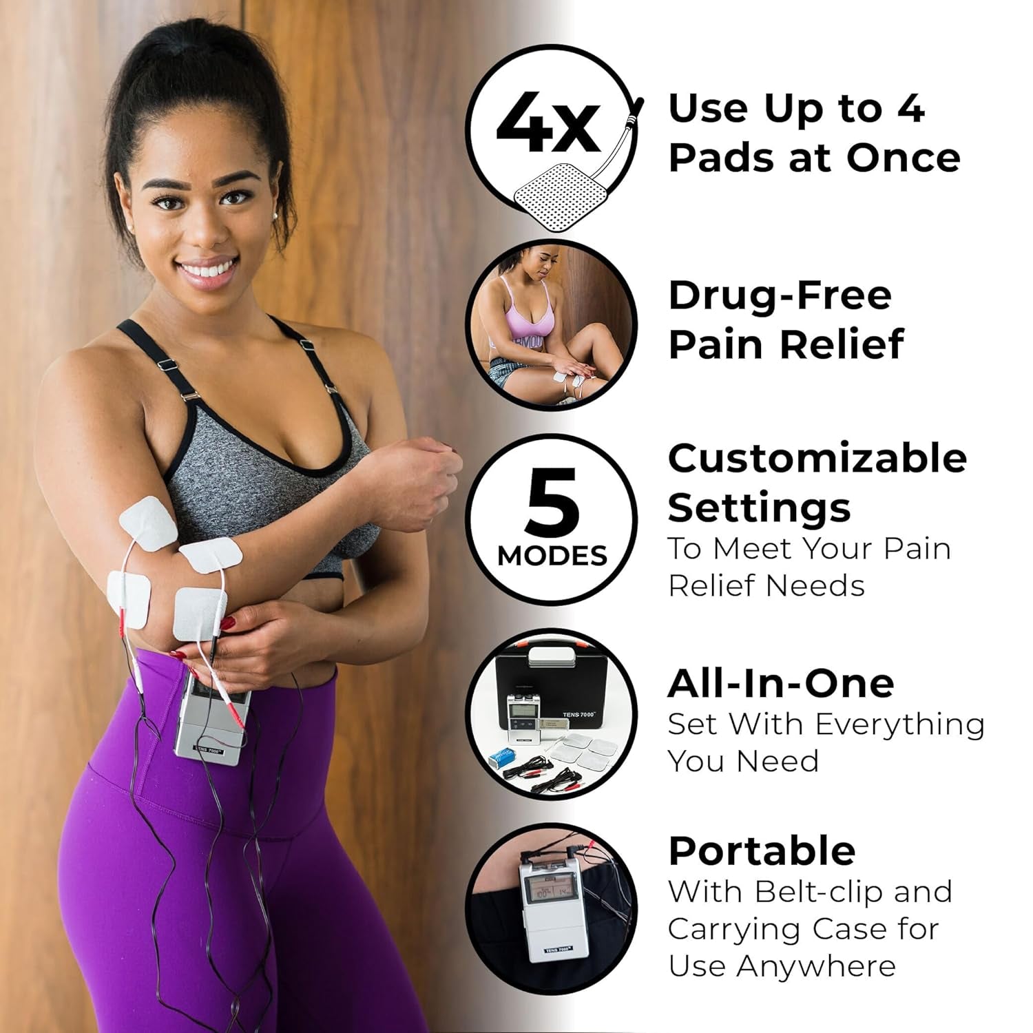 Digital TENS Unit with Accessories - Muscle Stimulator Machine for Back Pain Relief, Sciatica, Neck, Nerve, Shoulder, Hip, Elbow, Muscle Pain Relief