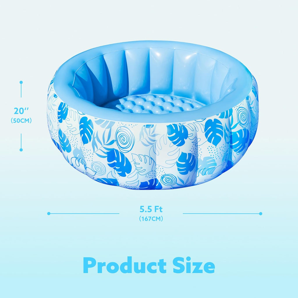Inflatable Swimming Pool,5.5Ft X 20 Inch Full-Sized Blow up Durable Thickened Luxury above Ground Family Pool with Comfortable Backrest for Summer Water Party Backyard Garden Lawn,Blue