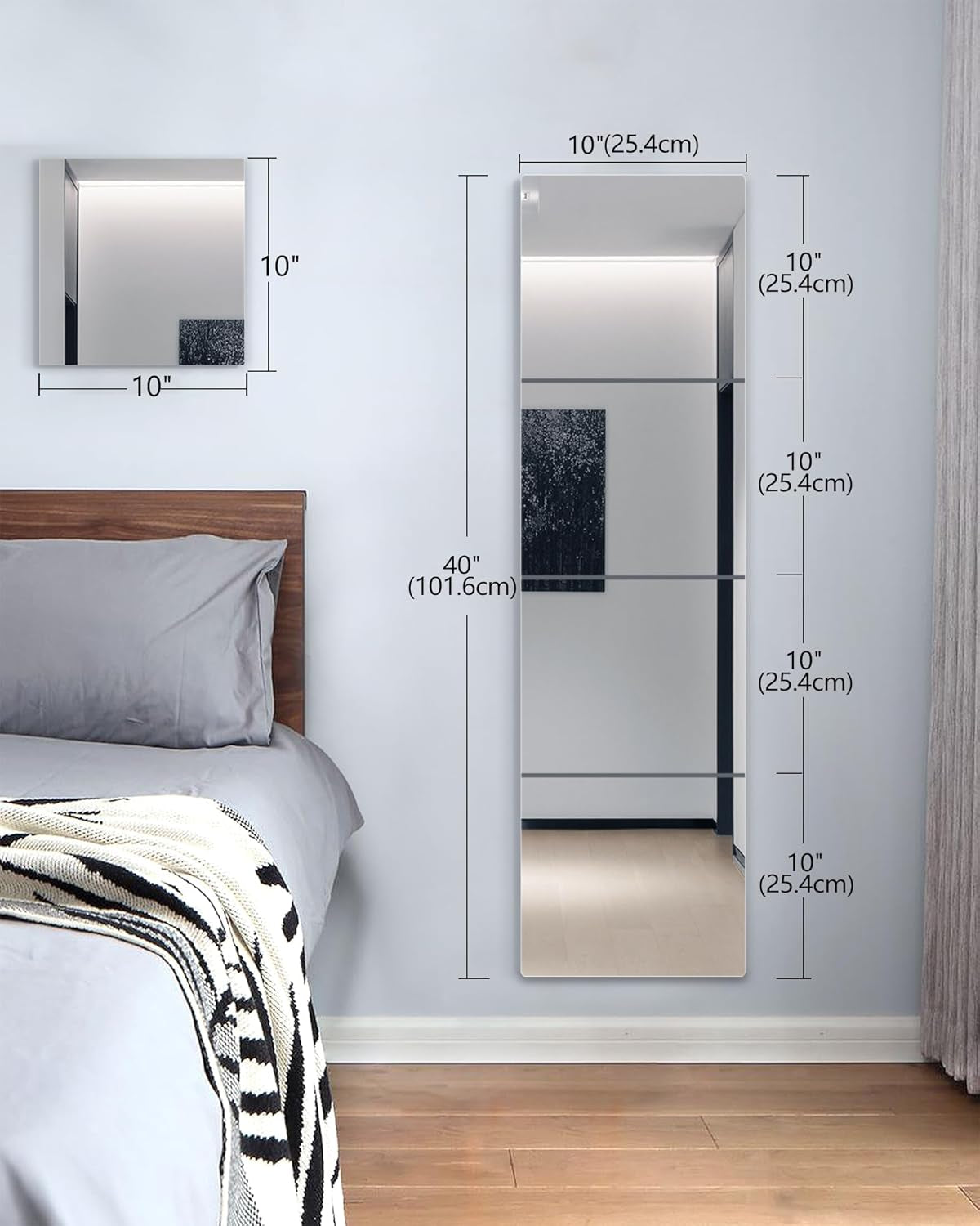 Wall Mirrors for Bedroom Door,Unbreakable Full Length Wall Mirrors Tiles,Shatterproof Mirror for Kids 4 Pack 10" X10,Workout for Home Gym Body,Closet Mirror Wall Home Gym