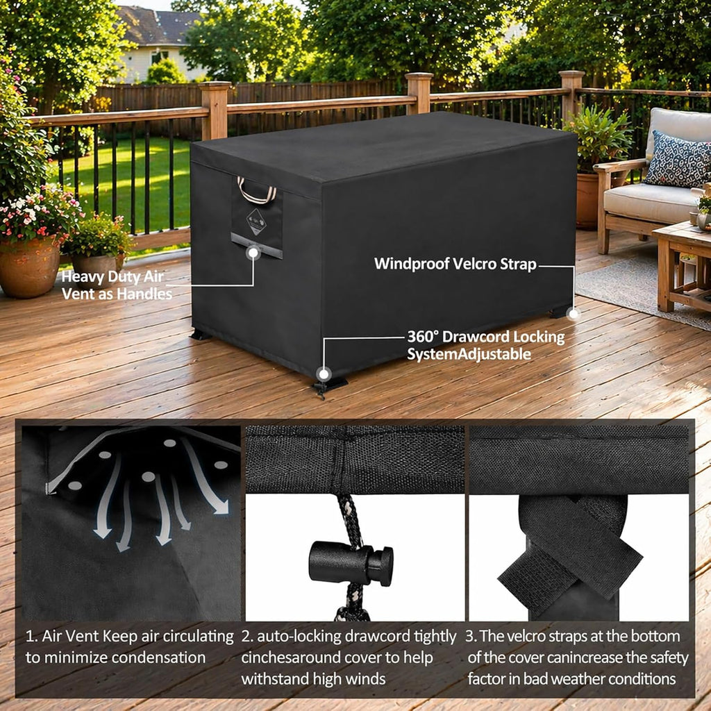 Fire Pit Cover Rectangle Super Waterproof 44" L X 34" W X 25" H, UPF 50+ Outdoor Fire Pit Table Cover 600D Strong Tear Resistant and Fading Resistant for Rectangular Fire Pit - Black