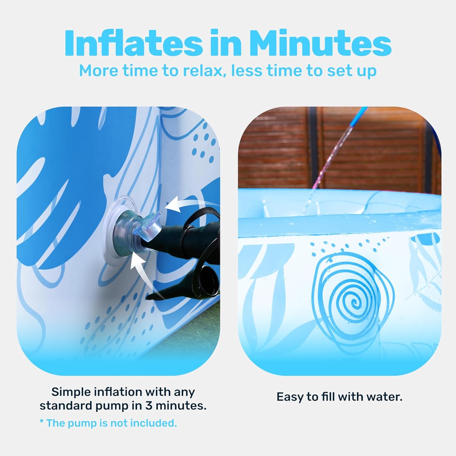 Inflatable Swimming Pool,5.5Ft X 20 Inch Full-Sized Blow up Durable Thickened Luxury above Ground Family Pool with Comfortable Backrest for Summer Water Party Backyard Garden Lawn,Blue