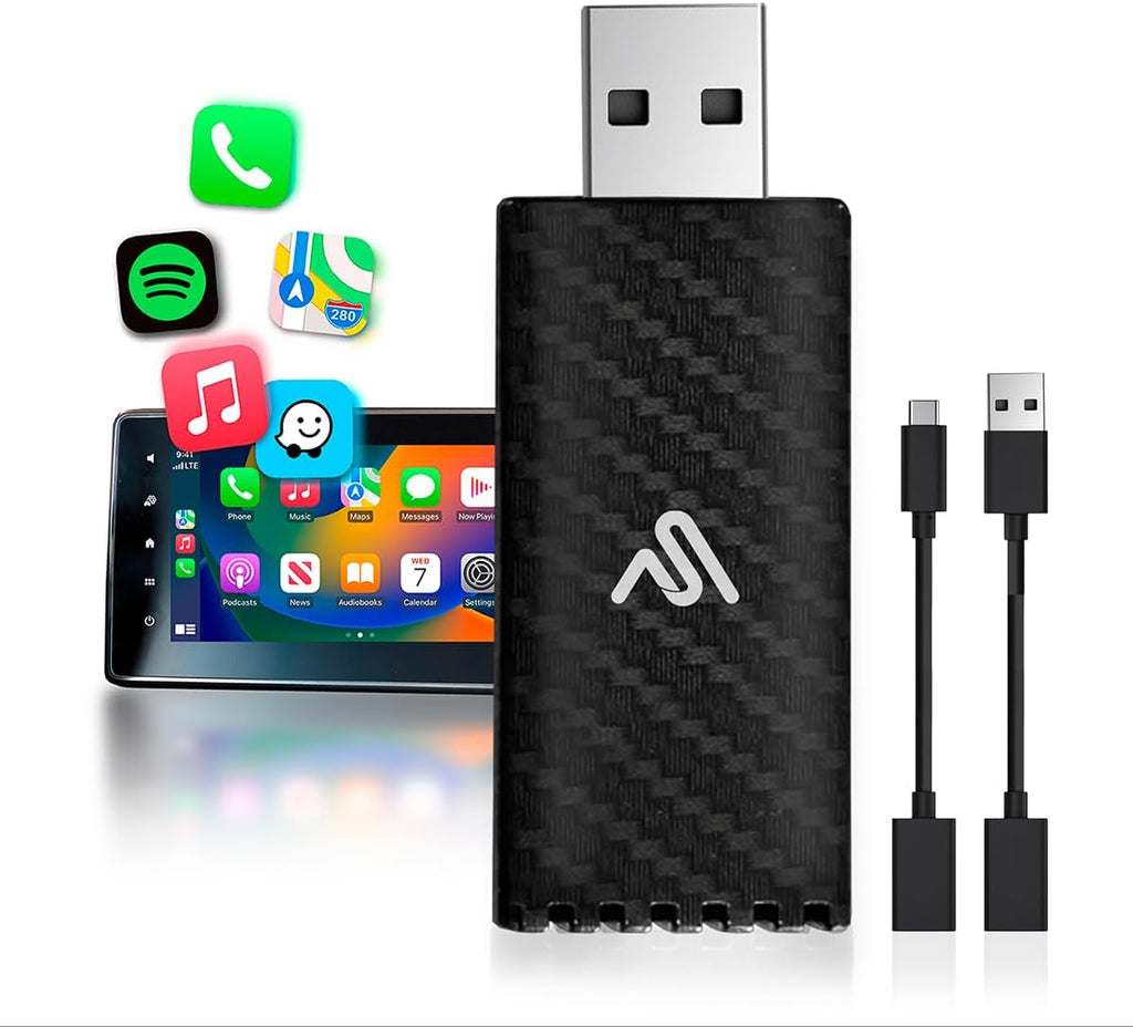 Wireless Carplay Adapter 2025 Pro Edition - Fastest and Most Compact Wireless Carplay Adapter Factory Wired Carplay Cars – USB-A and USB-C Cables – Wired Carplay Required - OTA Updates.