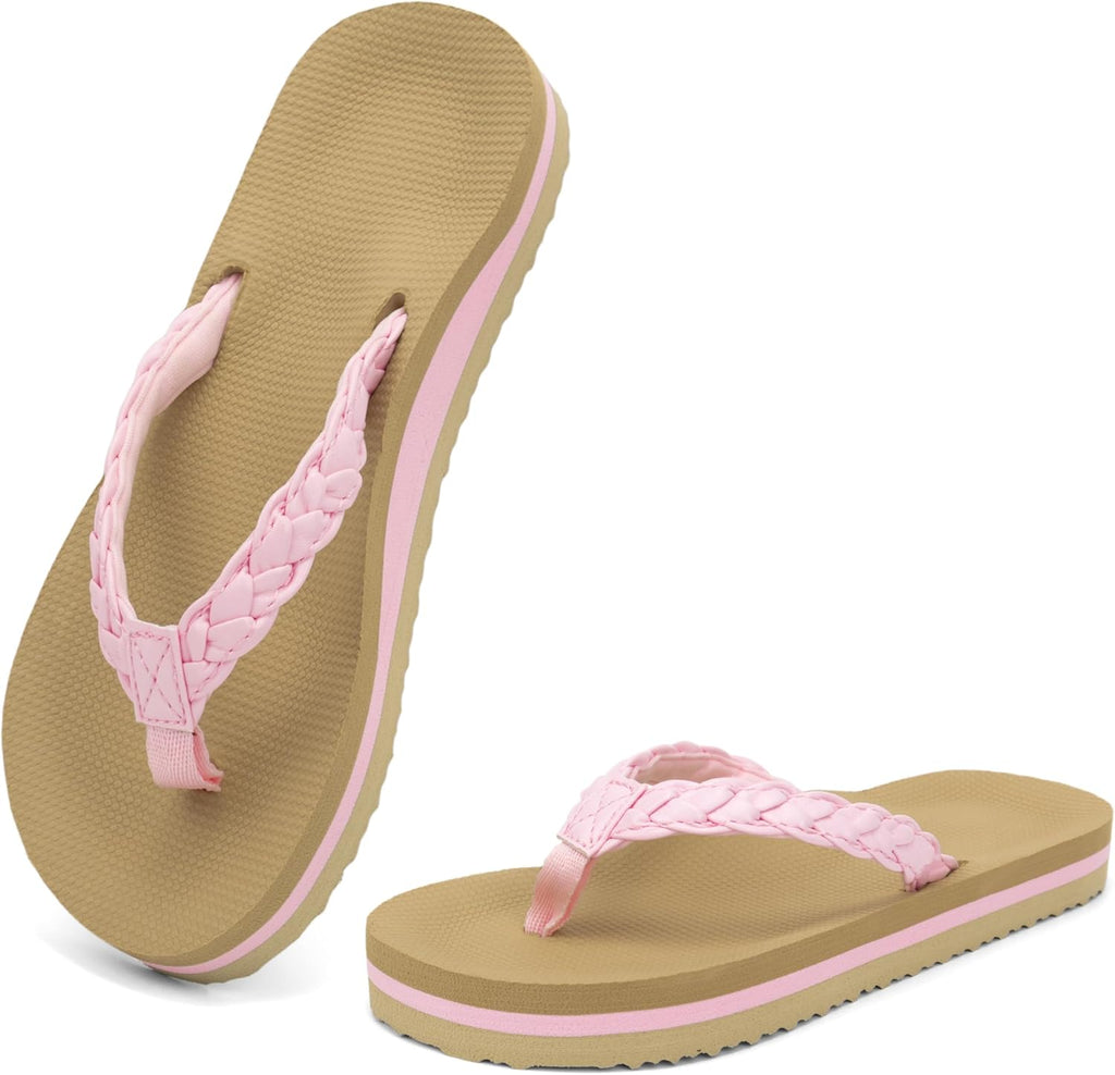 Kids Boys Girls Flip Flops Quick Dry Beach Pool Shower Water Sandals with Comfortable Cushion Footbed(Little Kid/Big Kid)