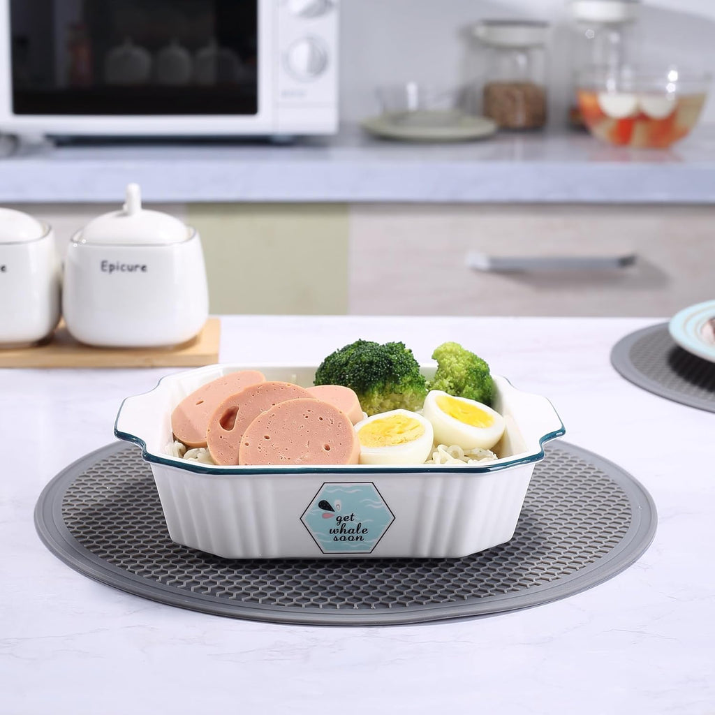 Silicone Microwave Mat - round 12" X 12" - Set of 2 Heat Resistant Multifunctional Mat, Splatter Guard, Trivet, Hot Pad, Pot Holder