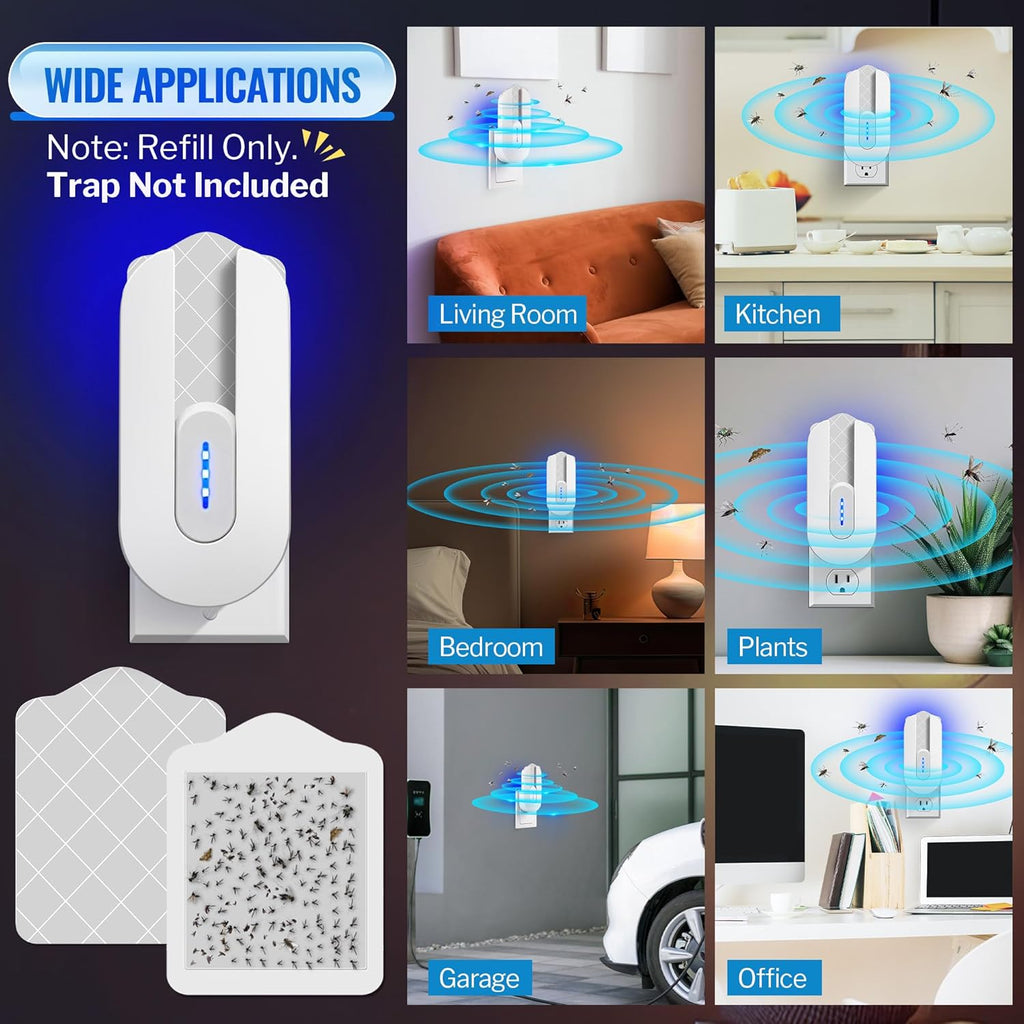 20 Pack Flying Insect Trap Refill Compatible with Bugmd No Buzz Zone Bug Trapper, Refill Glue Boards, Adhesive Fly Trap Refills Pad for Insect Bug Mosquito Gnat Fruit Fly Catcher Indoors