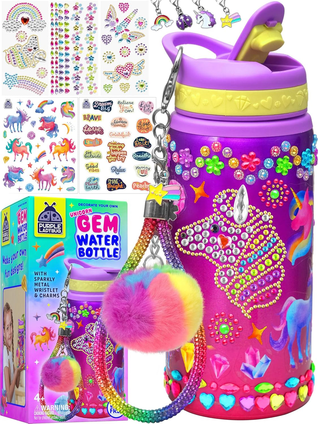 Decorate Your Own Water Bottle Kit for Girls - Gift for Girls Ages 5 6 7 8 9 10 Year Old Girl Birthday Gift, Unicorn Toys Crafts Kids Ages 6-12 Mothers Day Crafts for Kids