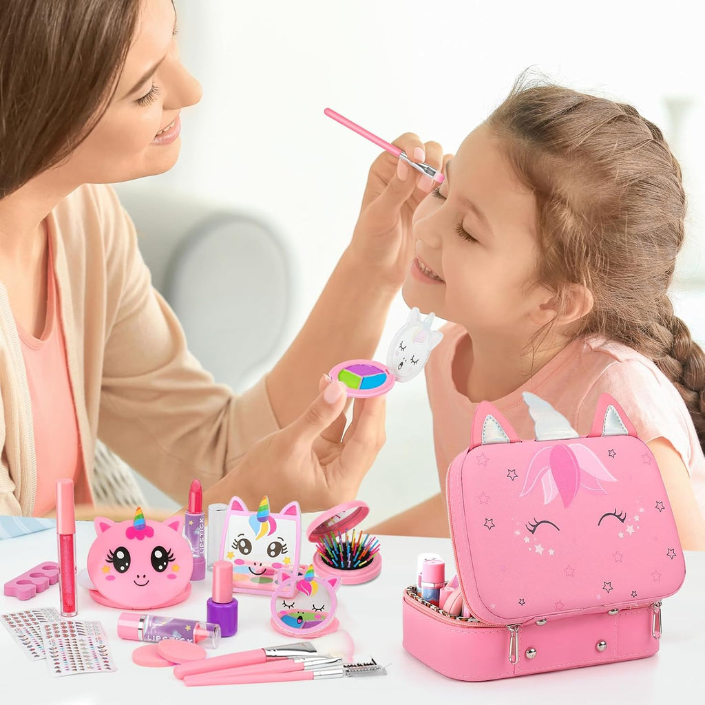 Kids Washable Makeup Girl Toys - Real Makeup Kit Kid Make up Set for Toddlers Children Princess Dress up Christmas Birthday Gifts Toys for 3 4 5 6 7 8 9 10 11 12 Year Old Girls