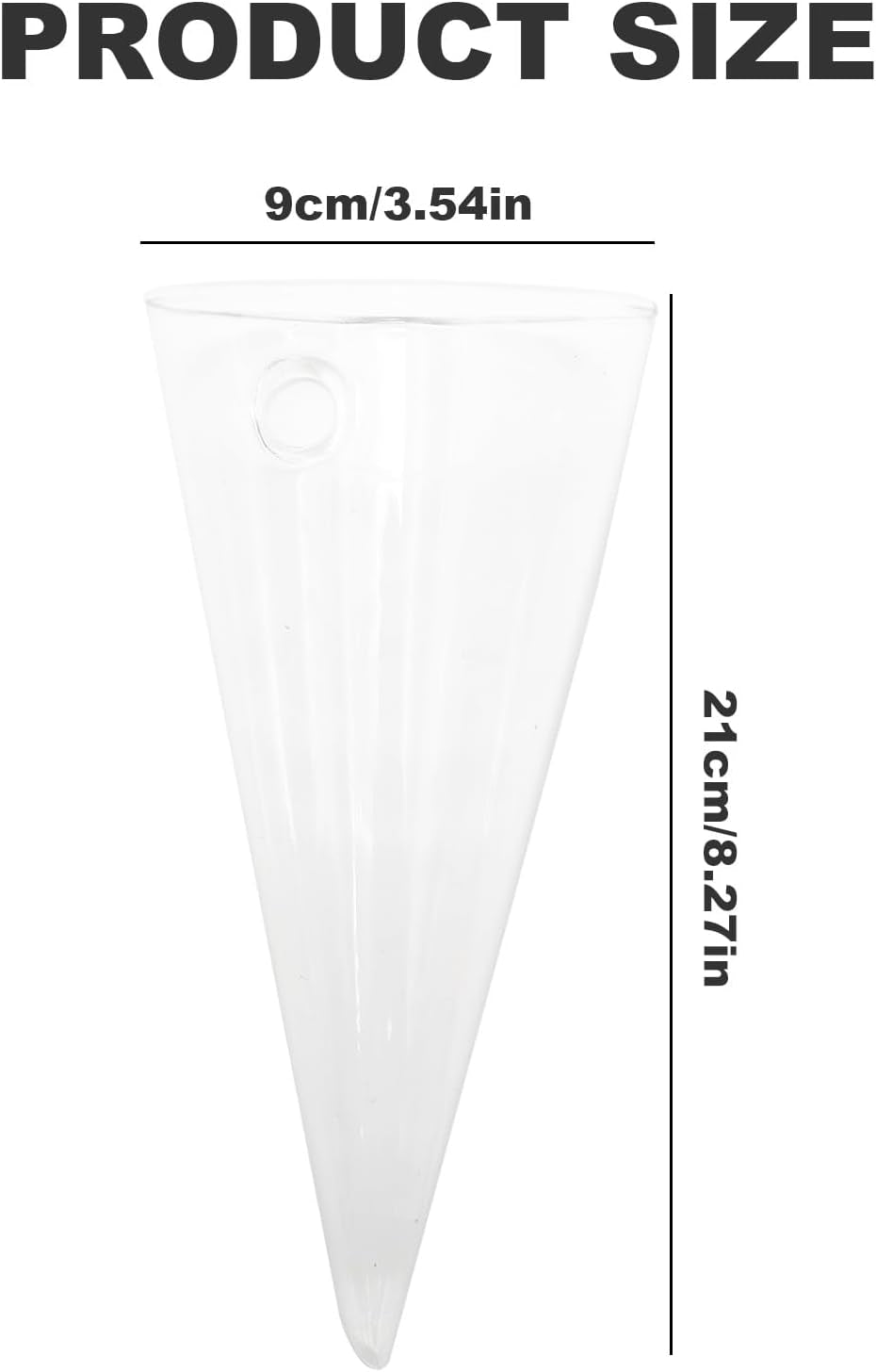 Clear Circular Cone Glass Wall Hanging Vase Flower Vase Bottle for Plant Holder Flower Creative Decor Cone Type Vase Succulent Planter Arrangement for Bedroom Kitchen Living Room Office
