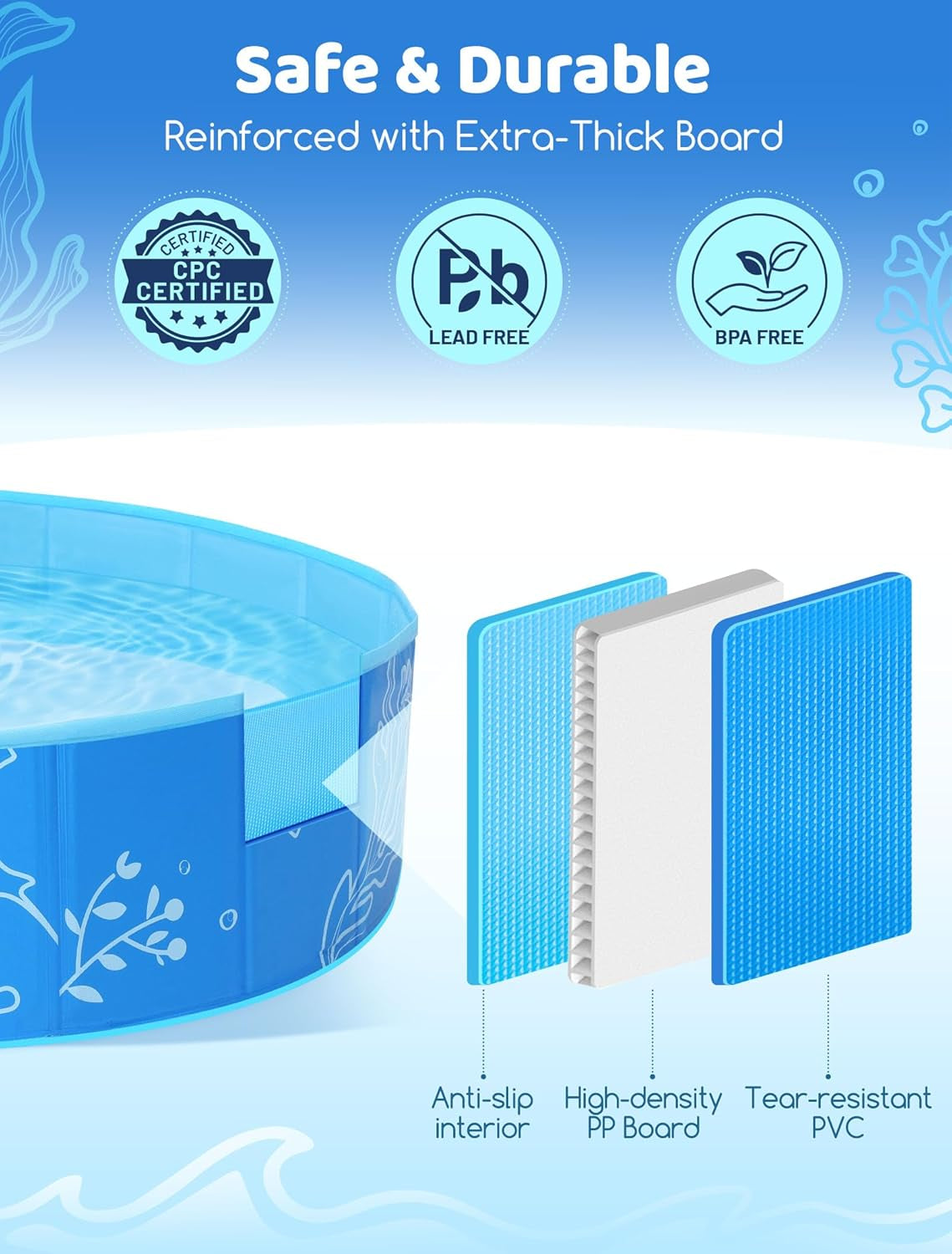 Foldable Kiddie Pool with Canopy: 31.5In/ 47In /63In for Baby Toddler Kids Family - Summer Water Play Pool with Shade - Portable for Outdoor Backyard Beach (Blue-Blue, 47In)