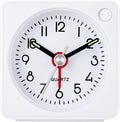 Travel Analog Alarm Clock, 2.25 Inch, Ultra Small Clock with Snooze and Light Function, Super Silent Non Ticking, Battery Operated, Easy Setting