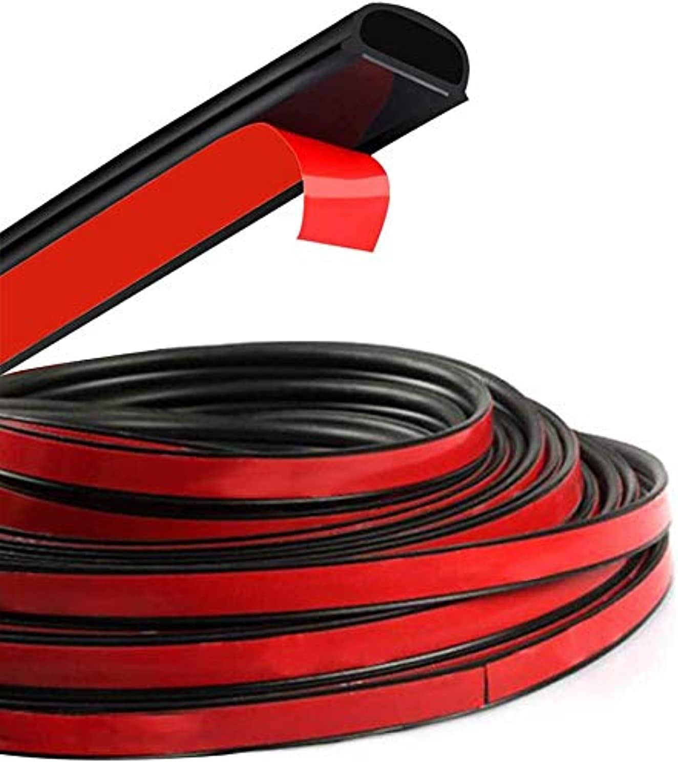 D-Shape Door Rubber Seal Strip Weatherstrip 3M Self Adhesive Hollow for Car Truck Motor Door Cover Trunk (Black, 26.25 Feet)