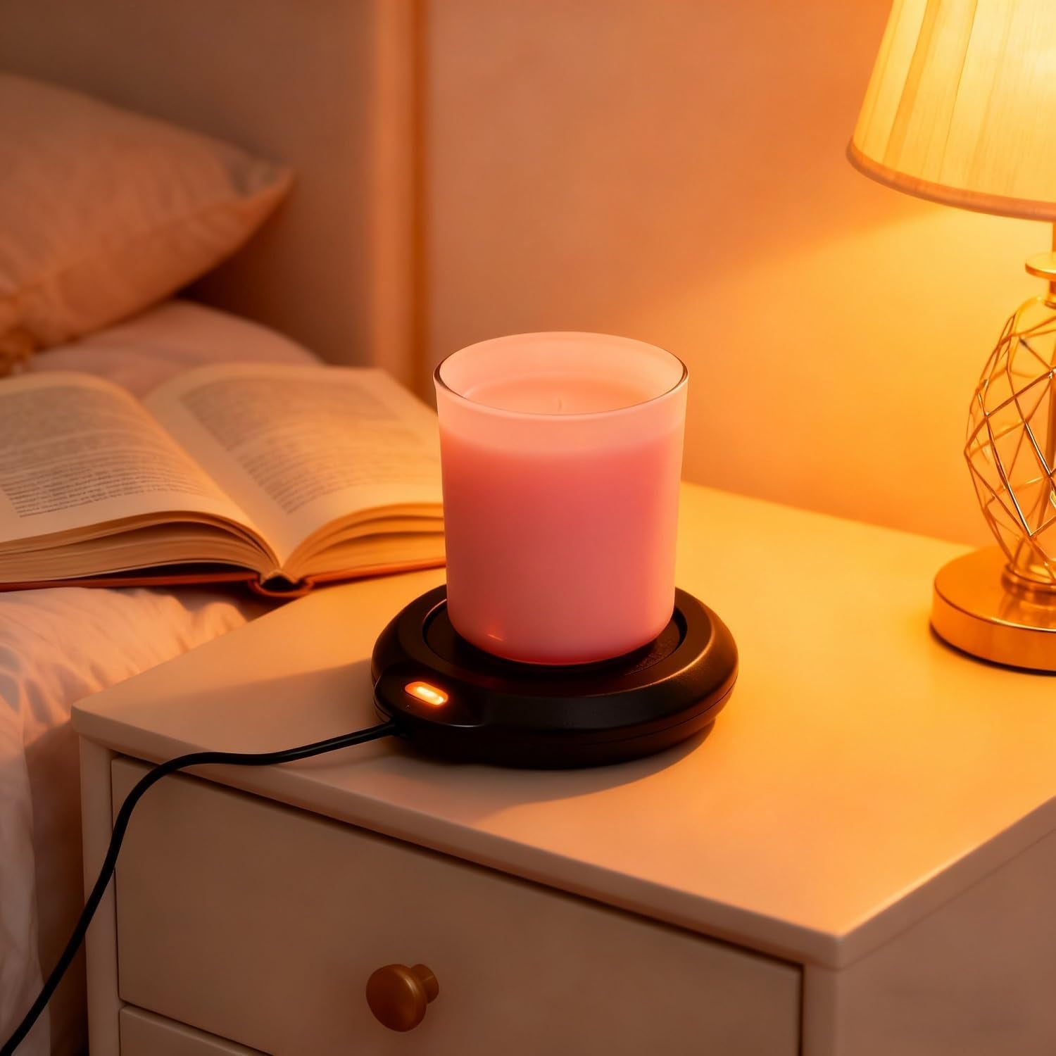 Candle Warmer Wax Melter, Warmer Plate for Candle Jar, Wax Cubes Melter, Warmer Plate, Electric Coffee Mug Warmer, Tea or Various Beverages Warmer, for Home, Office Desk, Etc(Black)