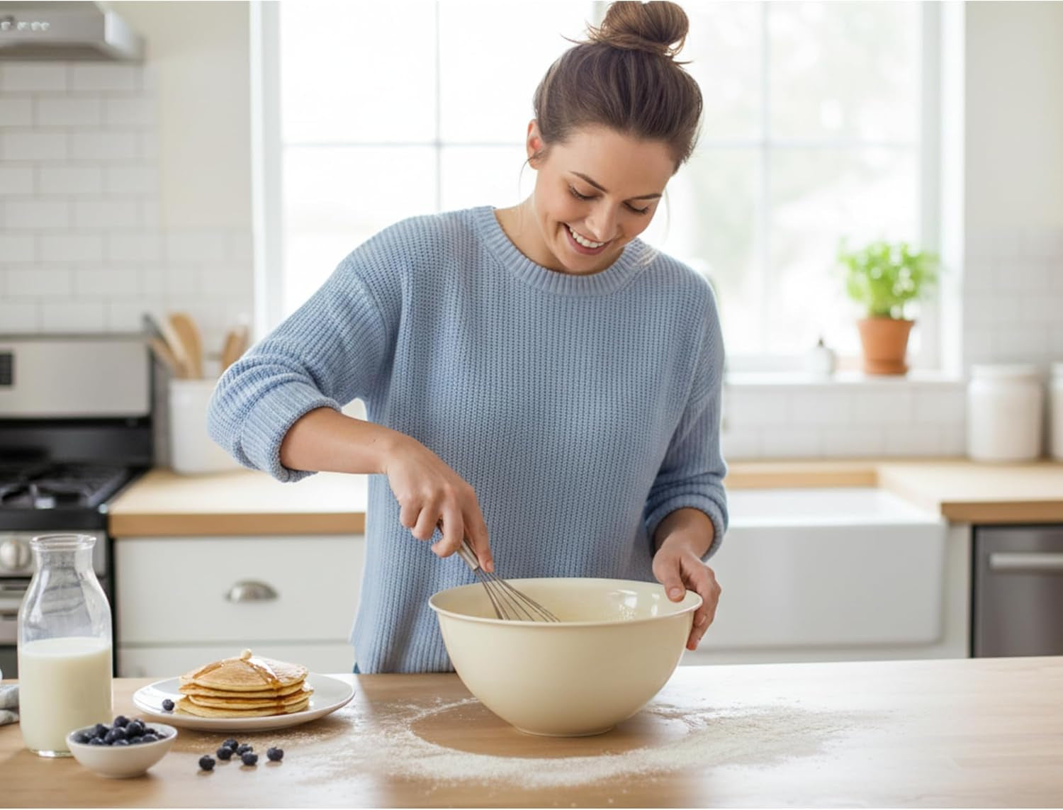 Large Mixing Bowls 5-Quart 169Oz - Plastic Salad/Mixing/Serving Bowl - 4 Pack (Colors May Very)