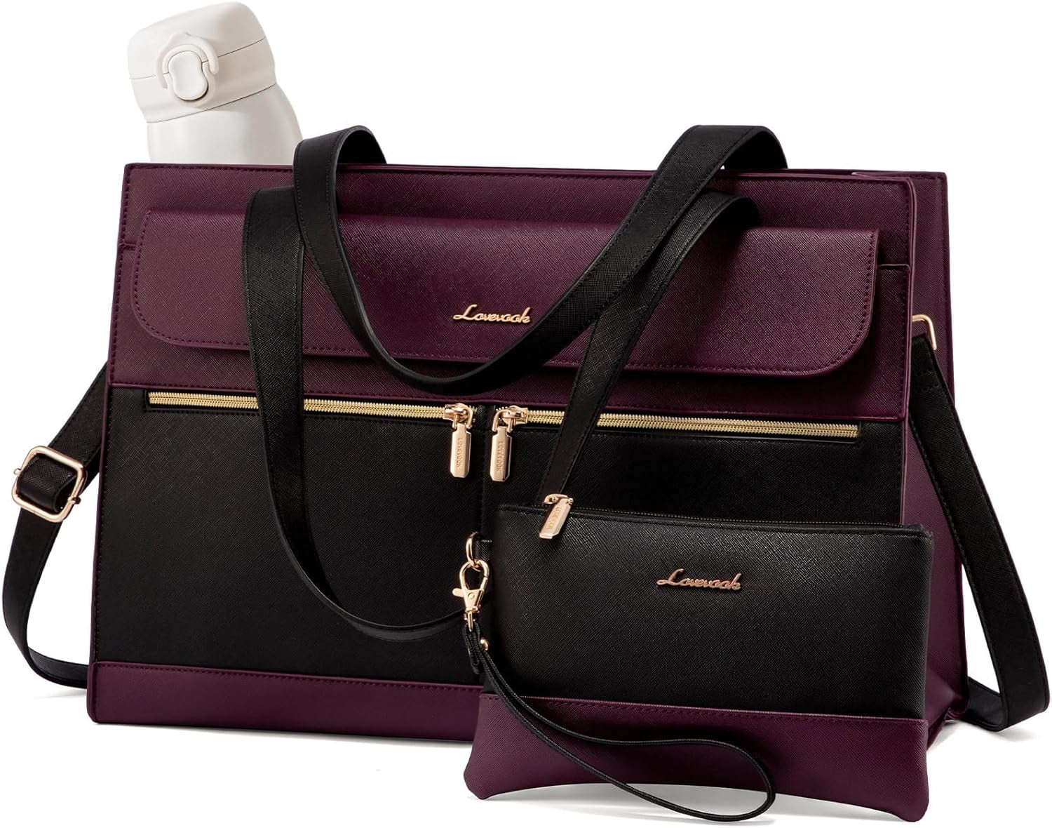Laptop Bag for Women 15.6 Inch Tote Work Professional Leather Computer Briefcase Waterproof Handbag Shoulder Large Capacity Business Teacher Office Crossbody Purse