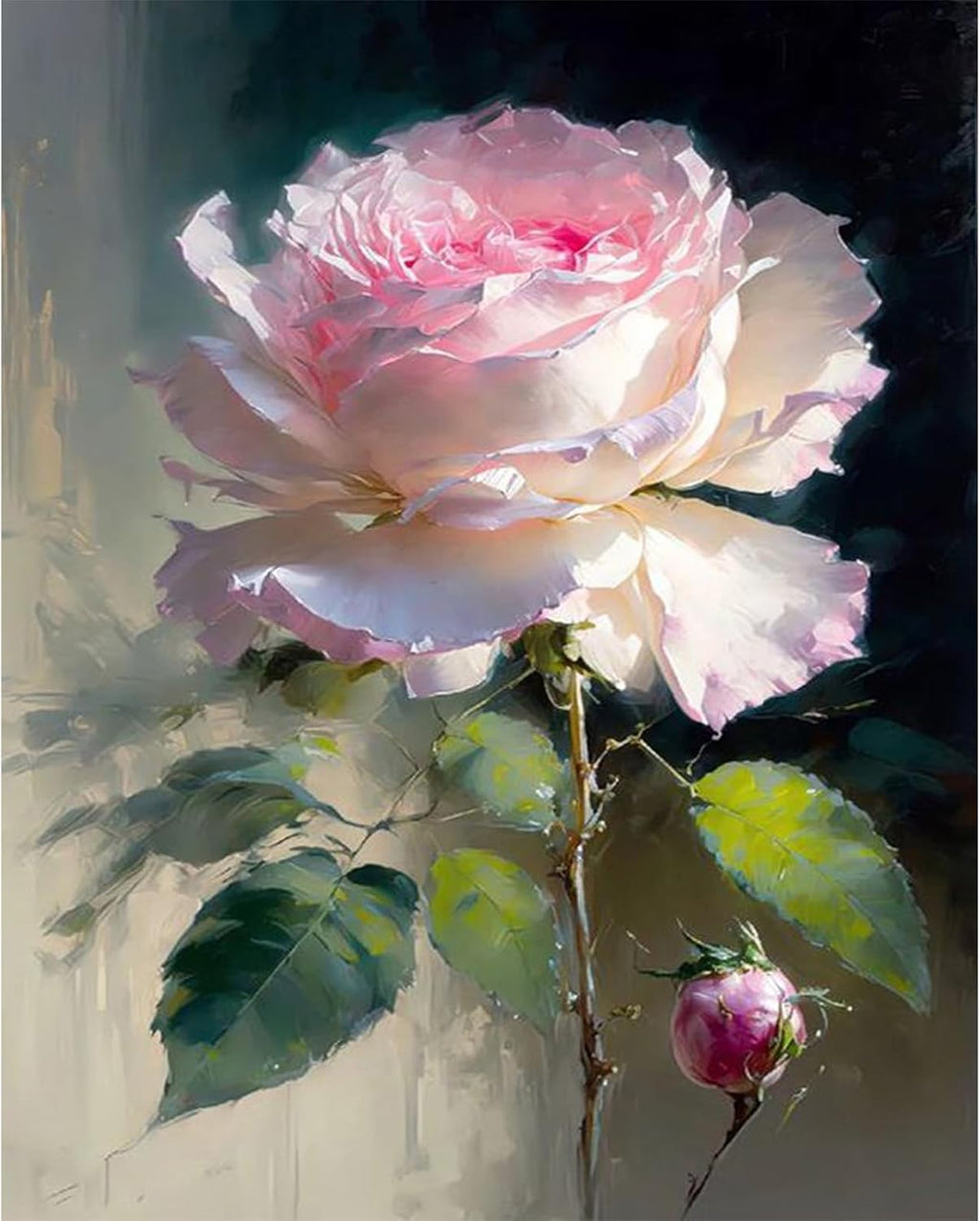 Rose Paint by Numbers for Adults - Flower Paint by Number on Canvas without Frame, DIY Floral Oil Painting for Gift Home Wall Decor (16X20 Inch)