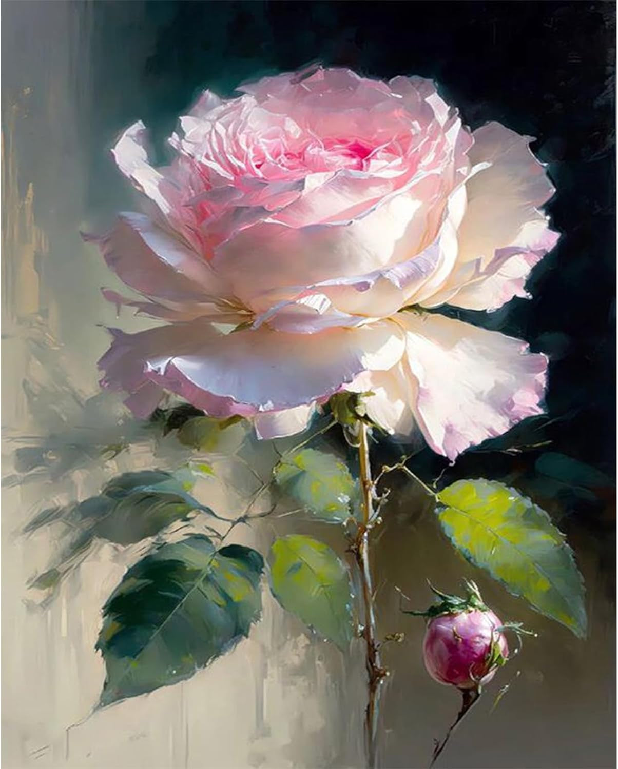 Rose Paint by Numbers for Adults - Flower Paint by Number on Canvas without Frame, DIY Floral Oil Painting for Gift Home Wall Decor (16X20 Inch)