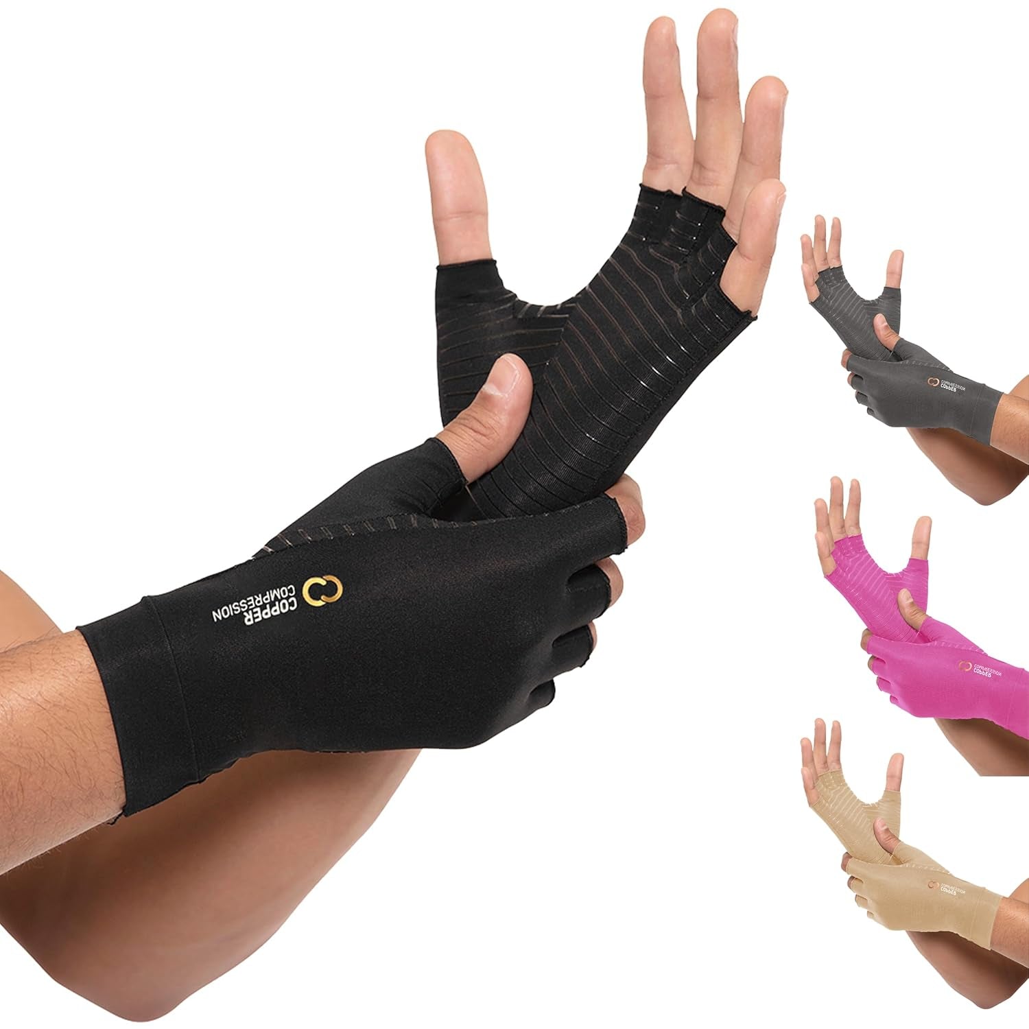 Arthritis Gloves | Fingerless Arthritis Carpal Tunnel Pain Relief Gloves for Men & Women | Hand Support Wrist Brace for Rheumatoid, Tendonitis, Swelling, Crocheting, Typing (M)
