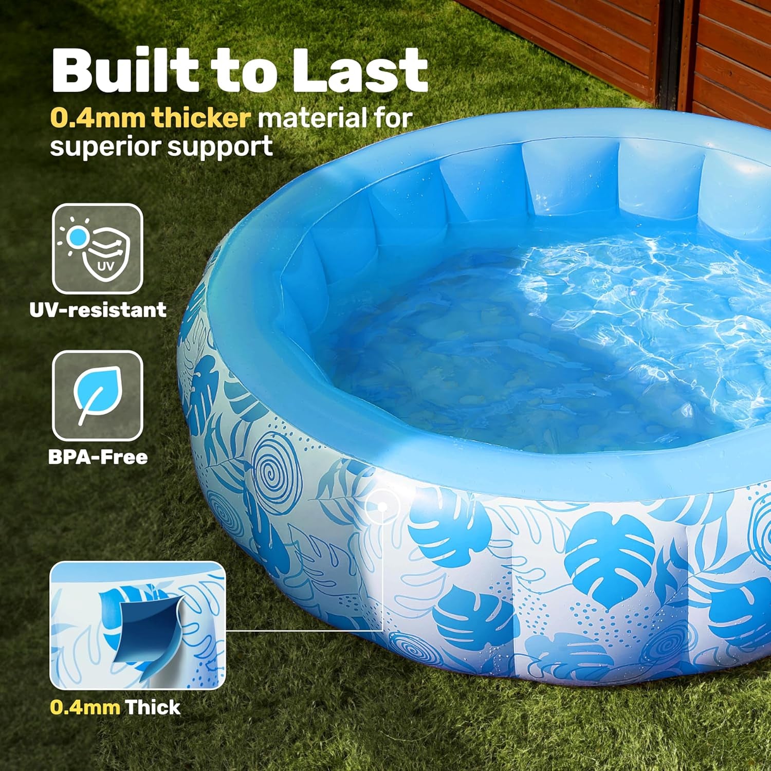 Inflatable Swimming Pool,5.5Ft X 20 Inch Full-Sized Blow up Durable Thickened Luxury above Ground Family Pool with Comfortable Backrest for Summer Water Party Backyard Garden Lawn,Blue