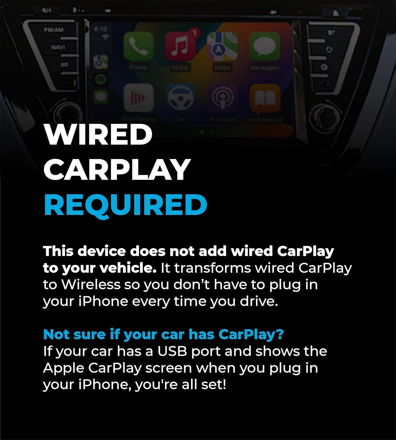 Wireless Carplay Adapter 2025 Pro Edition - Fastest and Most Compact Wireless Carplay Adapter Factory Wired Carplay Cars – USB-A and USB-C Cables – Wired Carplay Required - OTA Updates.