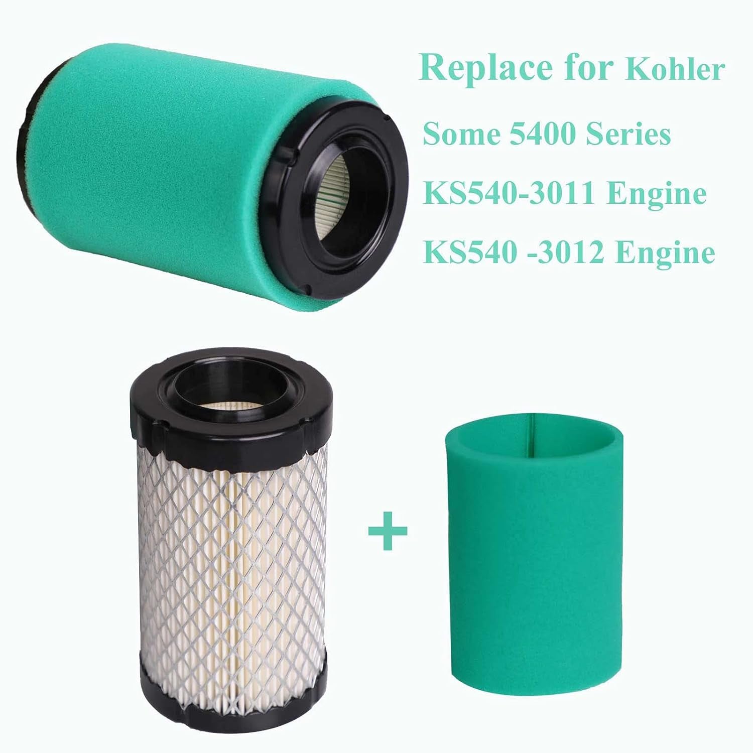 2 Pack 22-083-01, 22-083-01-S Air Filter Kit Compatible with Kohler 5400 Series KS540 17-19.5Hp Engine, Replace 22-883-01-S1 2208301S Cub Cadet Xt1 Lawn Mower Air Filter
