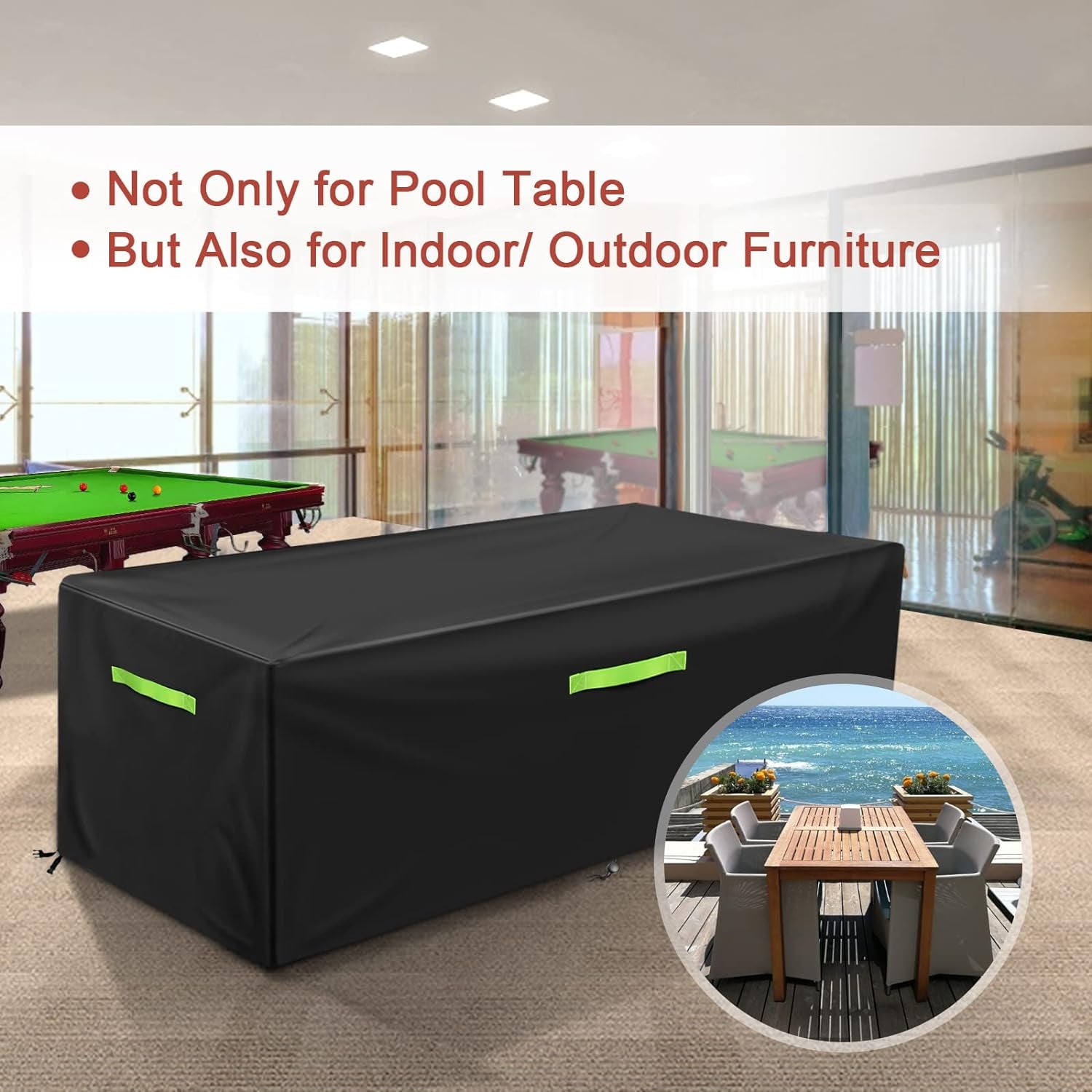 7/8/9 Ft Pool Table Cover, Waterproof Billiard Cover Polyester Fabric for Snooker Billiard Table (102X53X32In) Black