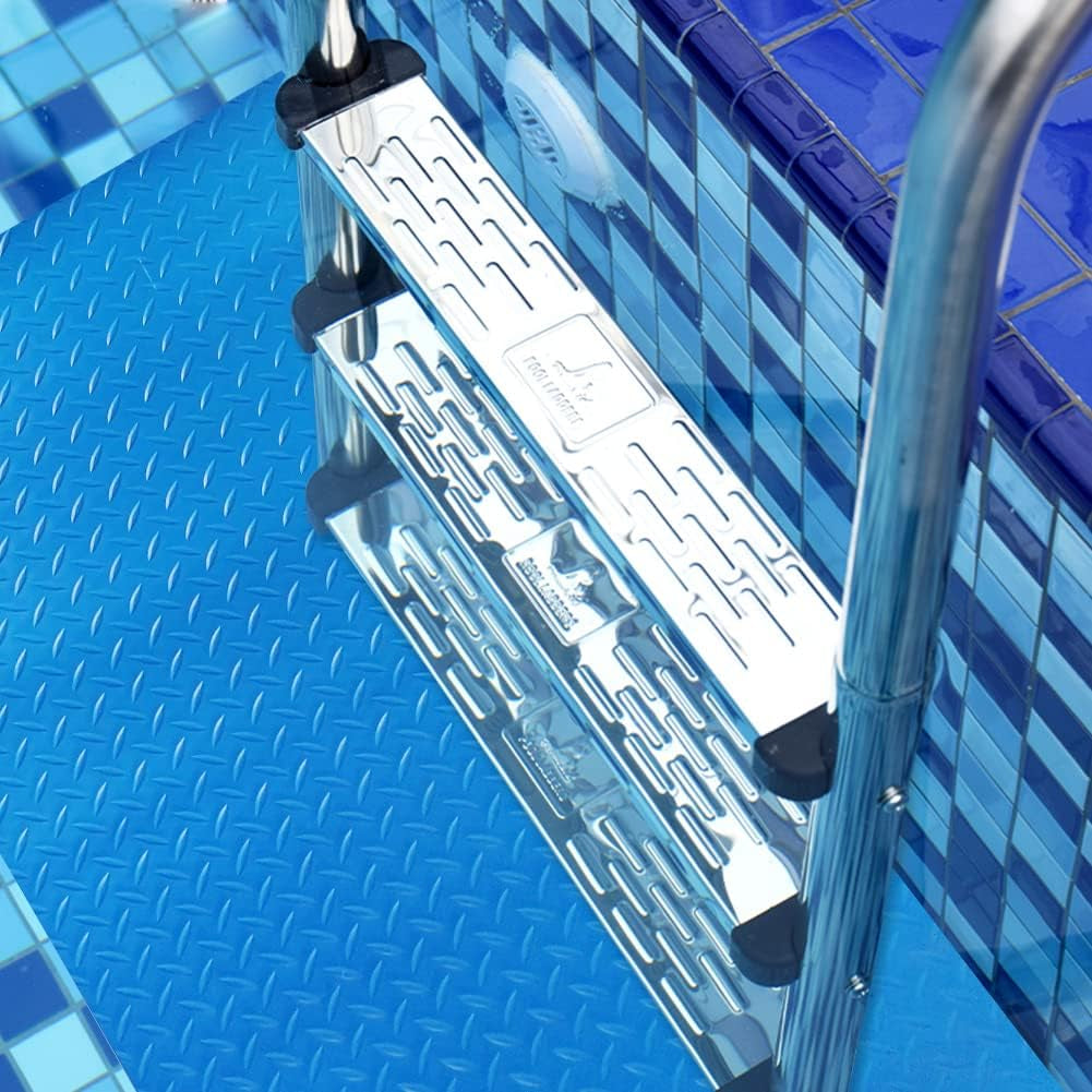 Large Swimming Pool Ladder Mat, 17"X38" Protective Non-Slip Pool Step Pad with Texture，Protective Ladder Pad for above Ground Swimming Pools Liner and Stairs (Blue)
