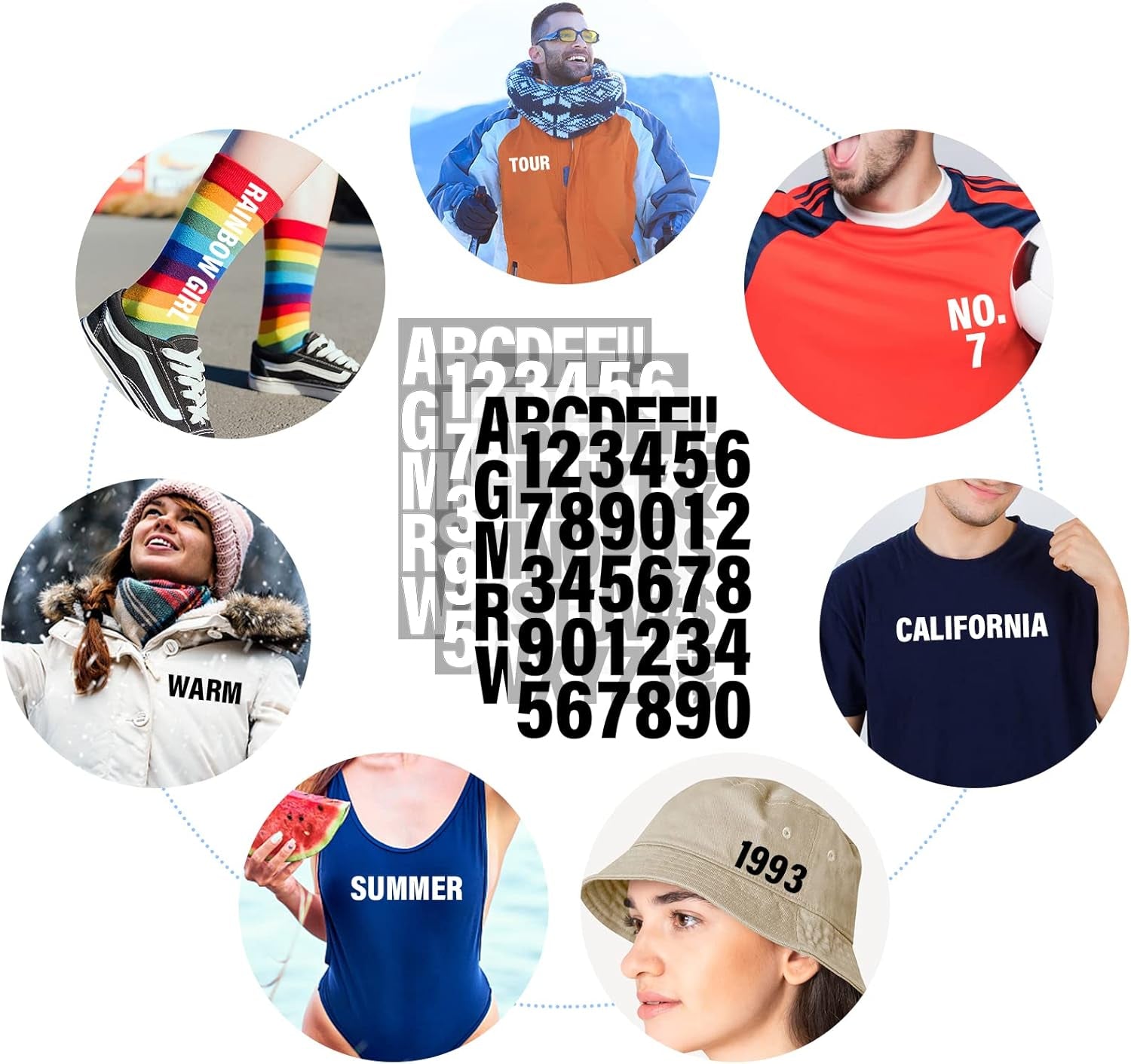12 Sheets 500 Pieces Iron on Letters and Numbers, 2 Inch Iron on Vinyl Letters for Clothing, Heat Transfer Letters with A-Z PU Alphabets Sticker, Iron on Letters for Fabric,T-Shirt Printing DIY Craft