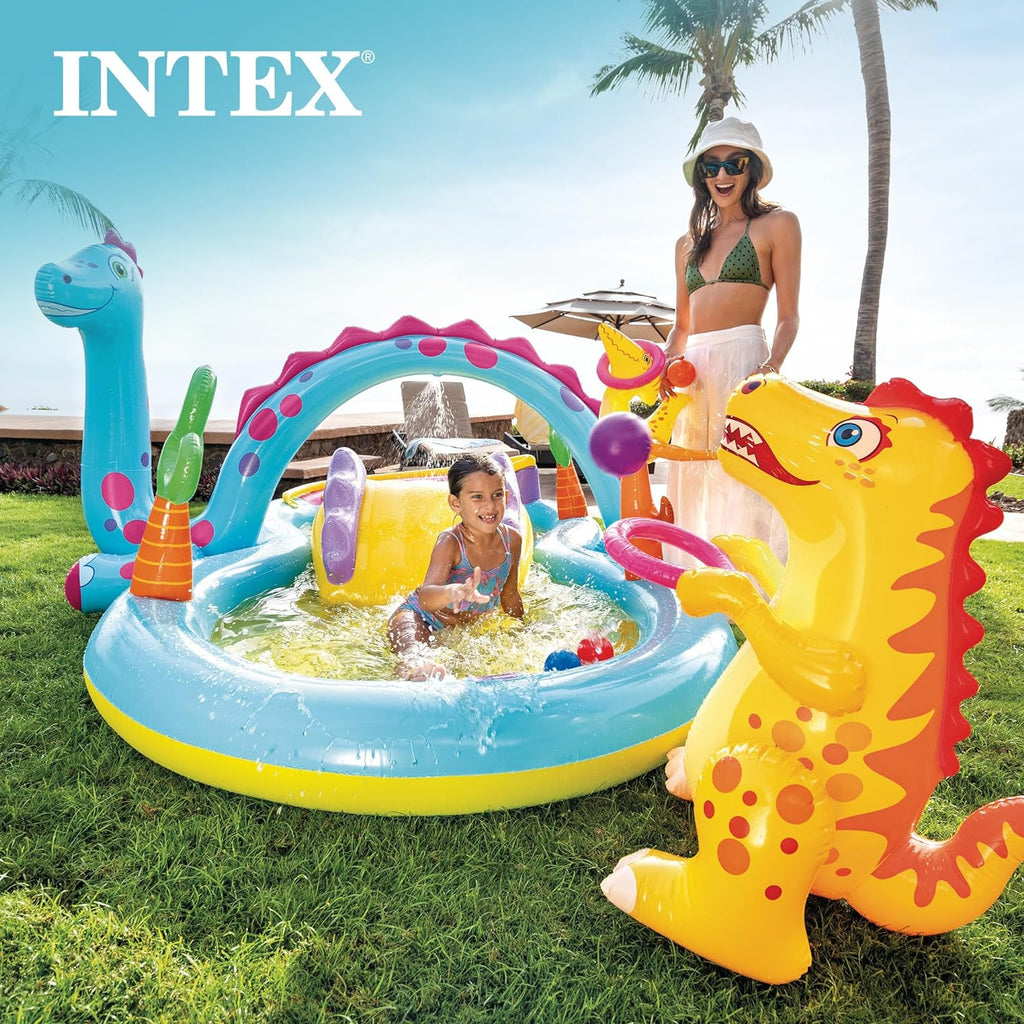 11' X 7.5' X 44" Dinoland Play Center Kiddie Inflatable Outdoor Swimming Pool