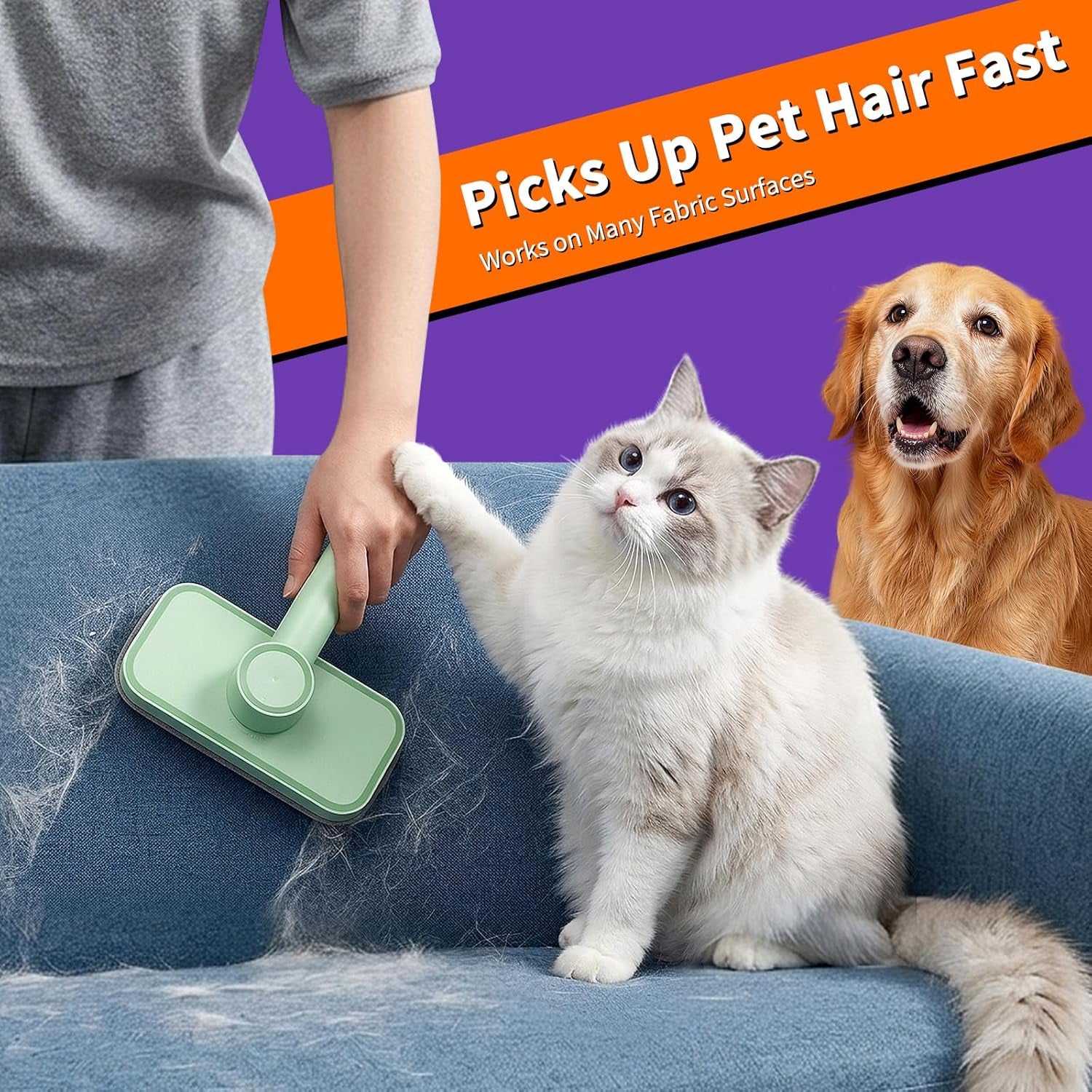 Pet Hair Remover – Reusable Lint Remover for Dog and Cat Hair Electrostatic Lint Brush Magic Pet Hair Removal Tool for Clothes, Couch, Carpet, Car, Rugs, Bedding, Fabric Furniture