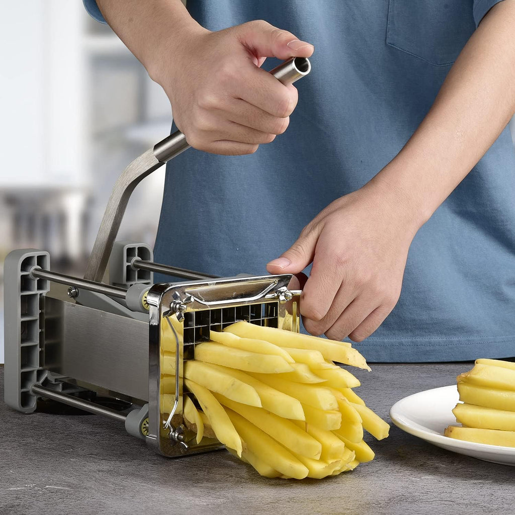French Fry Cutter,  Professional Potato Cutter Stainless Steel with 1/2-Inch Blade Great for Potatoes Carrots Cucumbers