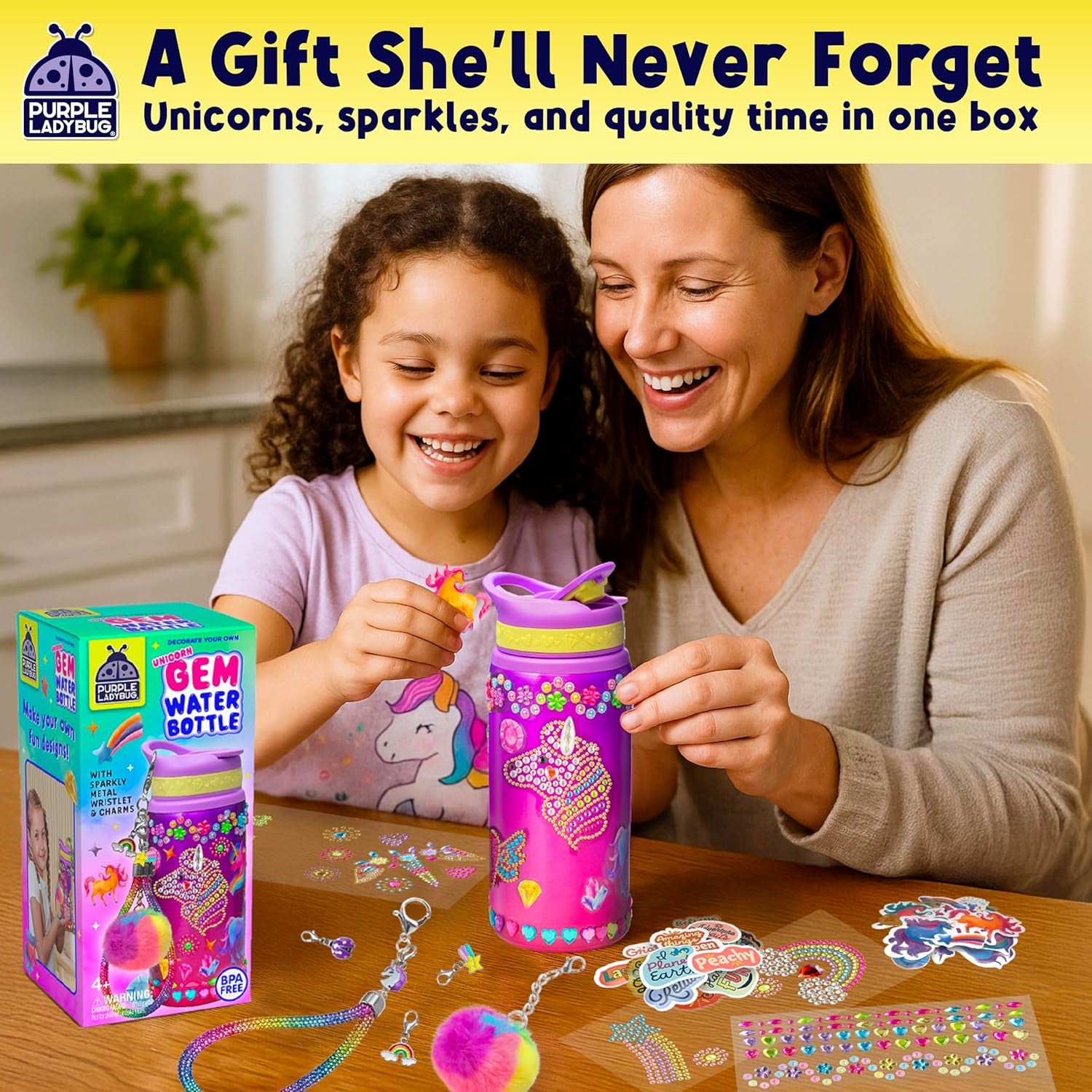 Decorate Your Own Water Bottle Kit for Girls - Gift for Girls Ages 5 6 7 8 9 10 Year Old Girl Birthday Gift, Unicorn Toys Crafts Kids Ages 6-12 Mothers Day Crafts for Kids