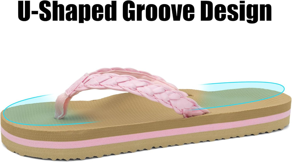 Kids Boys Girls Flip Flops Quick Dry Beach Pool Shower Water Sandals with Comfortable Cushion Footbed(Little Kid/Big Kid)