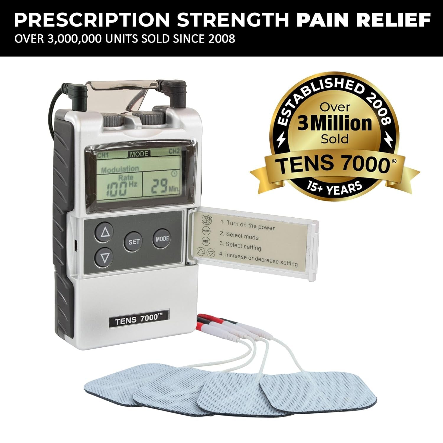 Digital TENS Unit with Accessories - Muscle Stimulator Machine for Back Pain Relief, Sciatica, Neck, Nerve, Shoulder, Hip, Elbow, Muscle Pain Relief