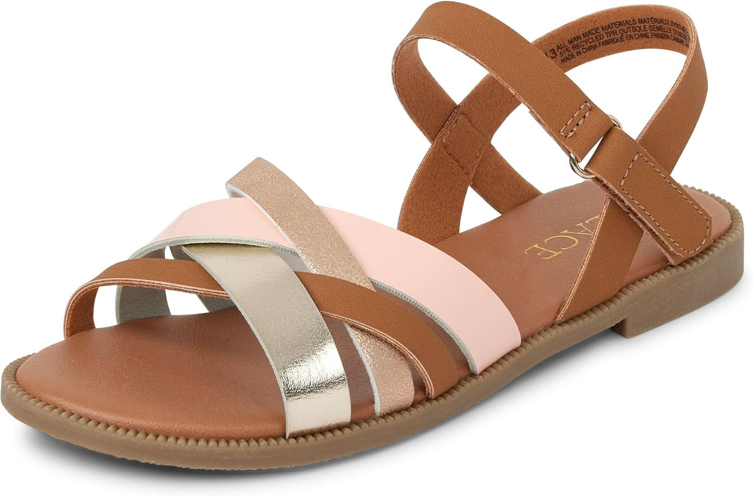Girls' Adjustable Ankle Strap Flat Sandals