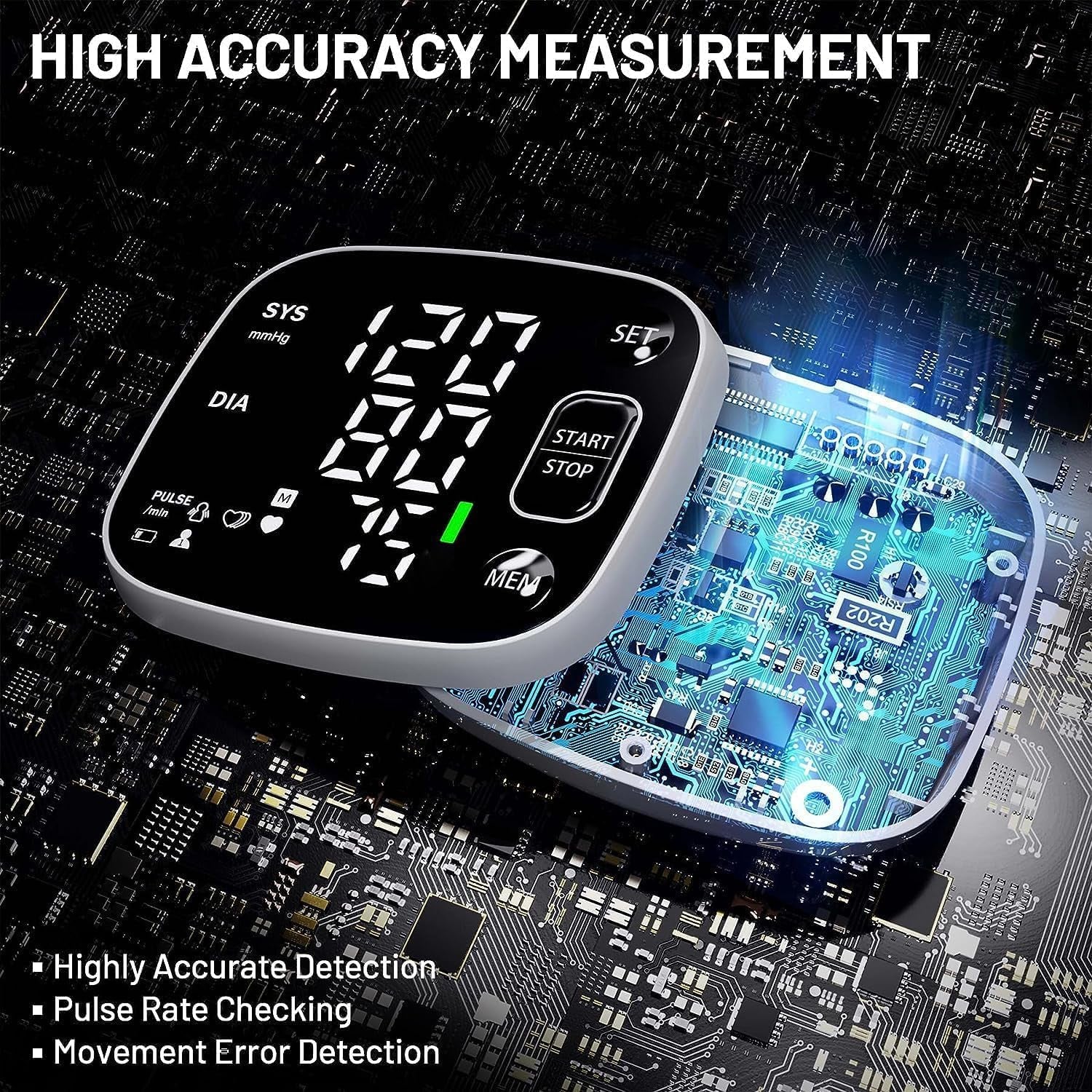 Blood Pressure Monitors for Home Use Rechargeable Wrist Digital BP Machine Cuff with LED Backlit Display, Voice Broadcast, 240 Memory Storage for 2 Users with Carrying Case