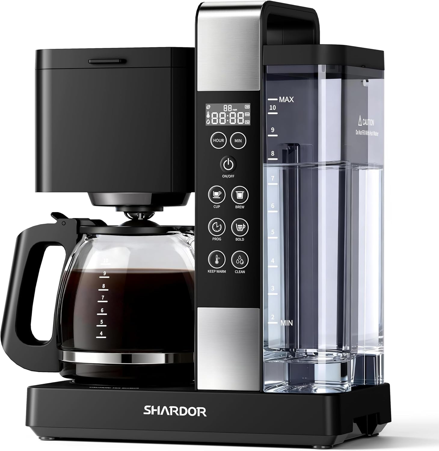 10-Cup Coffee Maker, Programmable Drip Coffee Machine with 2–10 Cup Setting, Adjustable Keep-Warm Control, Removable 50Oz Water Tank, Brew Strength Control & Brew Pause, Black