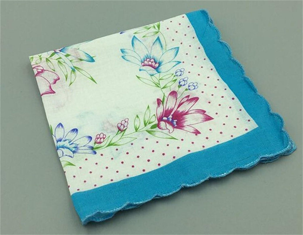 Womens Colorful Ladies Hankies 100% Cotton Handkerchief Wendding Hanky