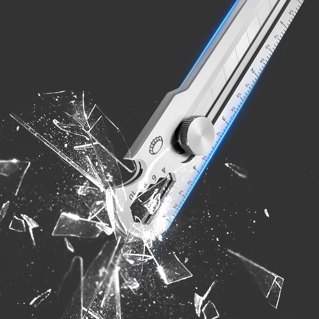 7-In-1 Mutipurpose Utility Knife, Stainless Steel Retractable Box Cutter, Heavy Duty Snap off Cutter Knife with 10PC 18MM SK5 Blades, Safety Lock Design
