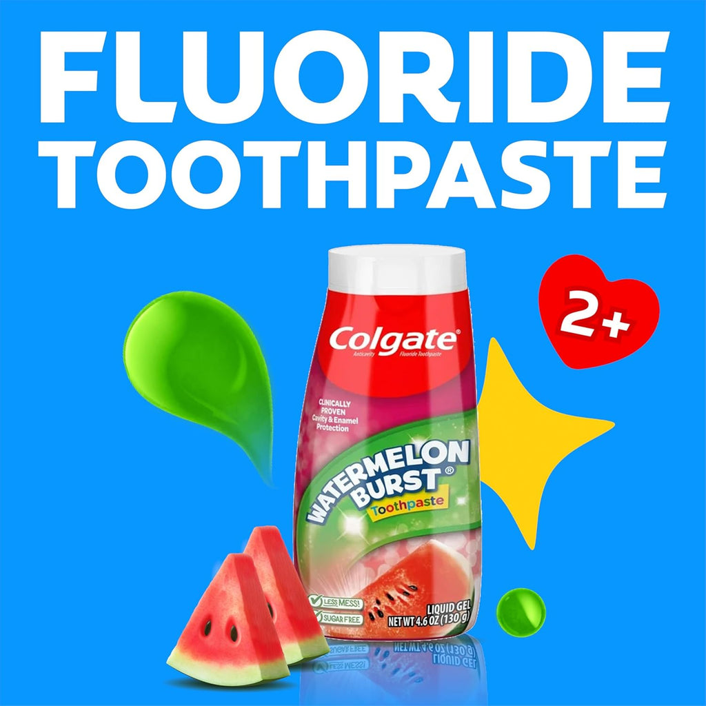 Anticavity Kids Toothpaste with Fluoride for Ages 2+, Watermelon Burst Flavor - 4.6 Ounce (4 Pack)