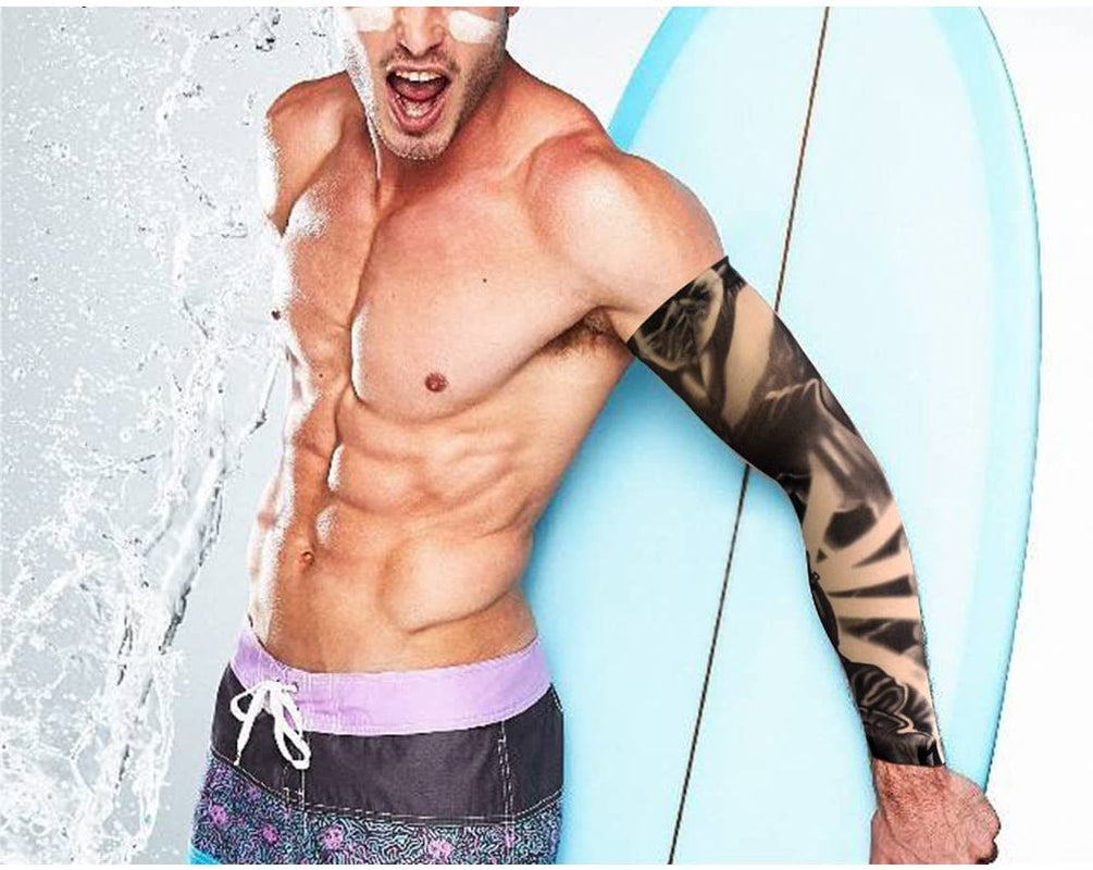 20Pcs Temporary Tattoo Arm Sleeves Arts Fake Slip on Arm Sunscreen Sleeves Body Art Stockings Protector -Designs Tribal, Tiger, Dragon, Skull, and Etc Unisex Stretchable Cosplay Accessories