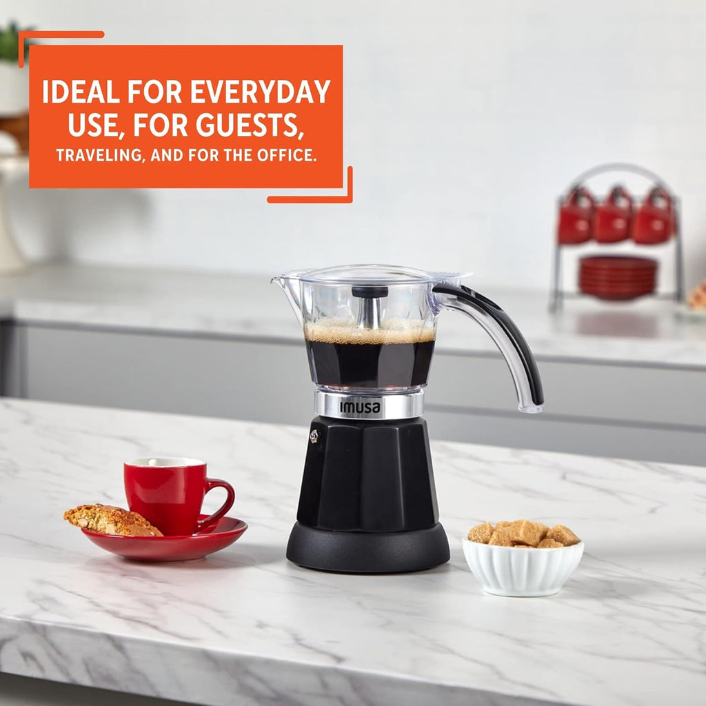 6 or 3 Cup Electric Espresso Maker Black Coffee Machine for Cuban Coffee, Moka and Espresso Drinks