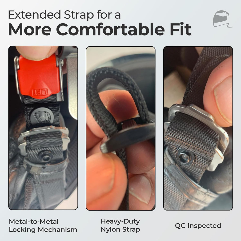 Helmet Quick Release Buckle Kit Ratcheted Stainless Steel Helmet Chin Strap Adapter - Install without Removing Strap Snap