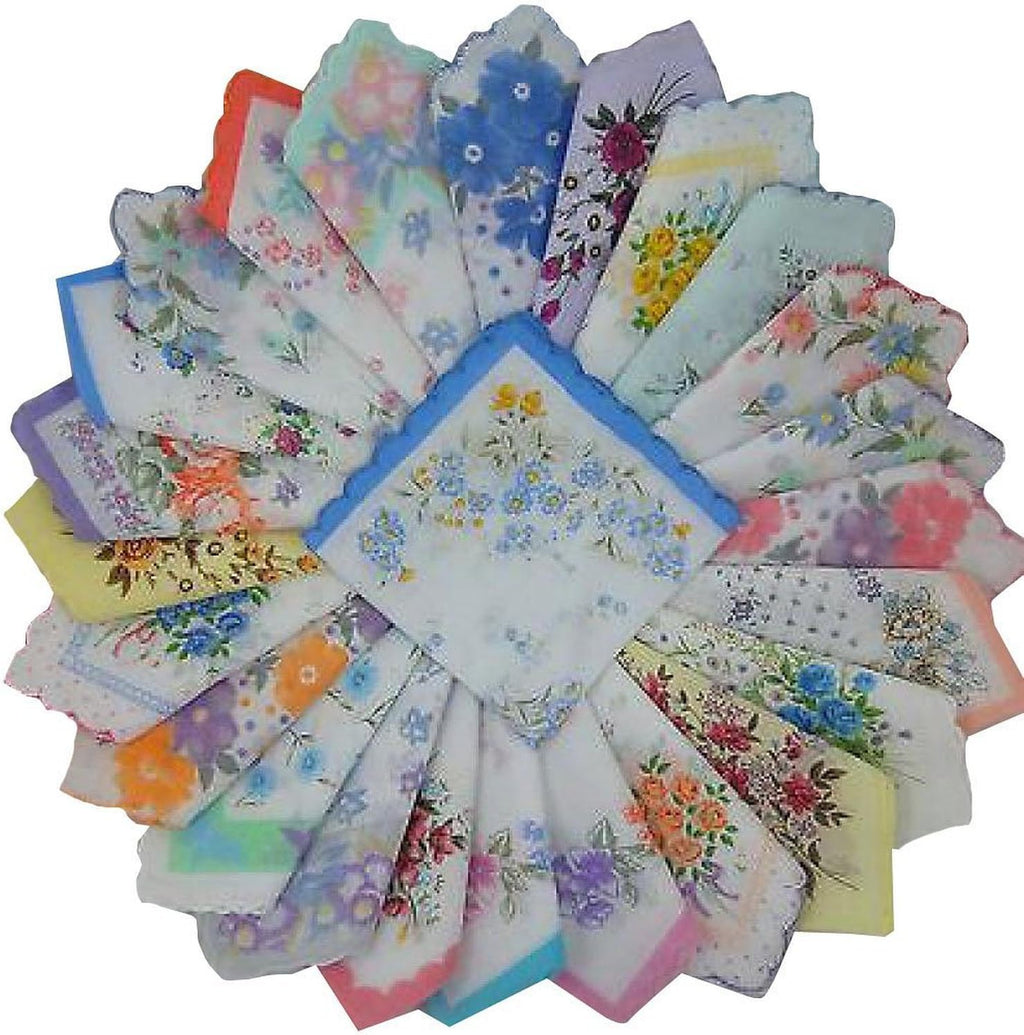 Womens Colorful Ladies Hankies 100% Cotton Handkerchief Wendding Hanky