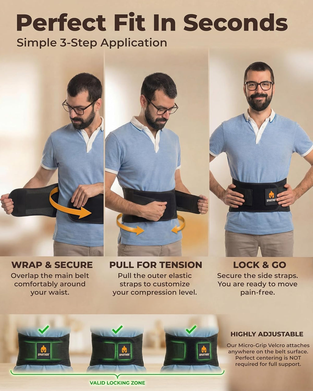 Back Brace for Lower Back Pain - Immediate Relief from Sciatica, Herniated Disc, Scoliosis - Breathable + Lumbar Support Pad - for Men & Women - Fits 44–52″ Waist (Large, Check Size Chart)