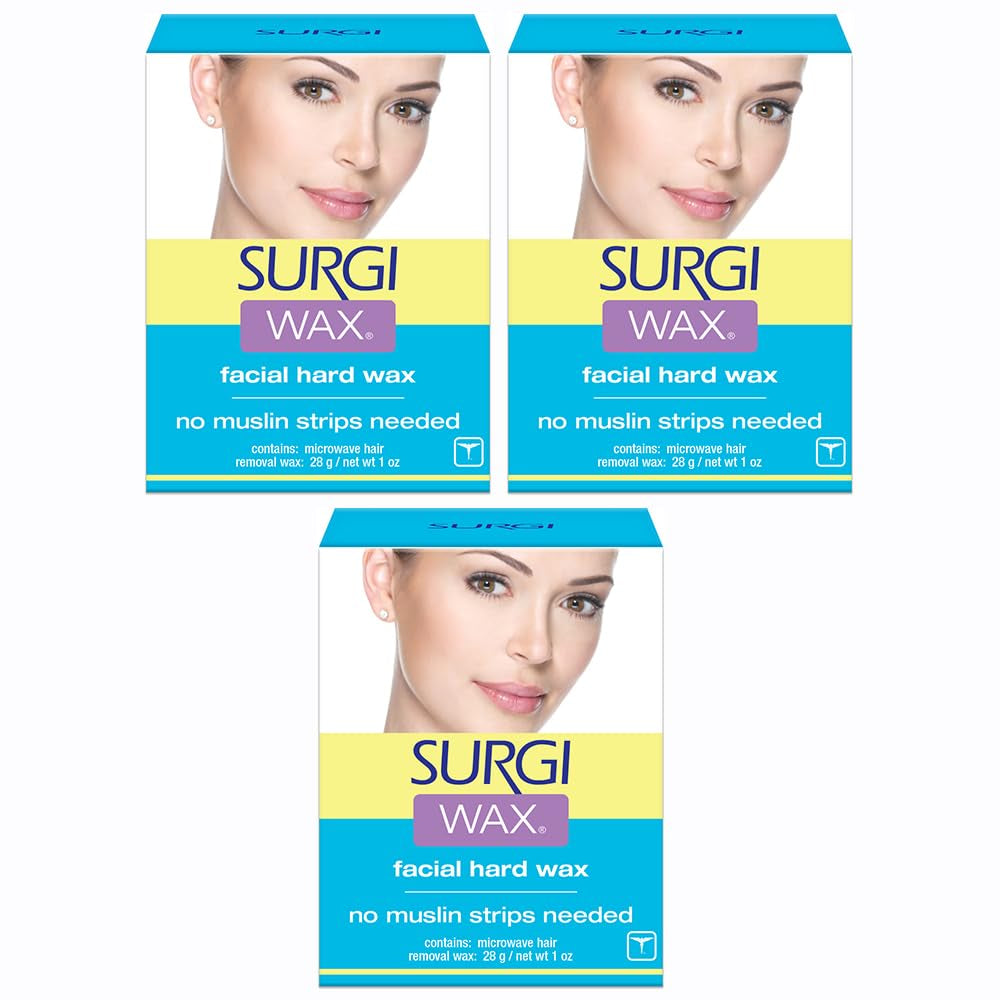 Facial Hard Wax, Hair Remover for Face, No Strips Needed, 1 Ounce (Pack of 3)