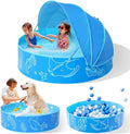 Foldable Kiddie Pool with Canopy: 31.5In/ 47In /63In for Baby Toddler Kids Family - Summer Water Play Pool with Shade - Portable for Outdoor Backyard Beach (Blue-Blue, 47In)