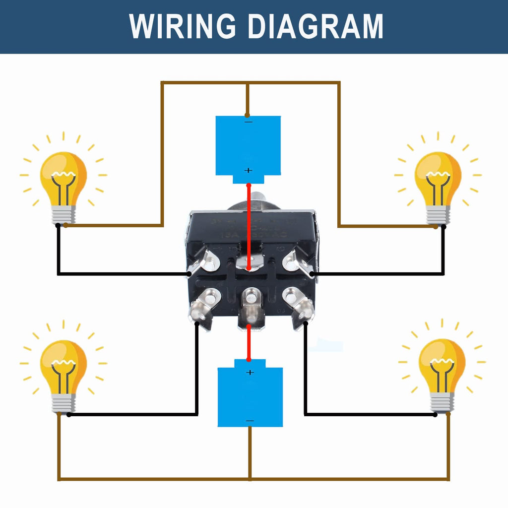 2Pcs Heavy Duty Rocker Toggle Switch 0-250V 15A DPDT 6 Pins 3 Positions On-Off-On Latching with Waterproof Boot Cap Pre-Wired Cables for Auto Car Truck Boat Marine