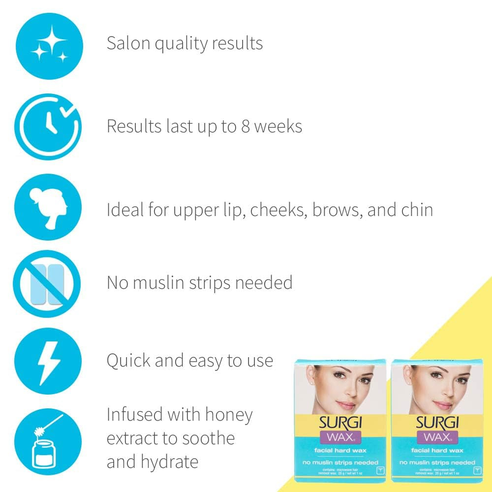 Facial Hard Wax, Hair Remover for Face, No Strips Needed, 1 Ounce (Pack of 3)