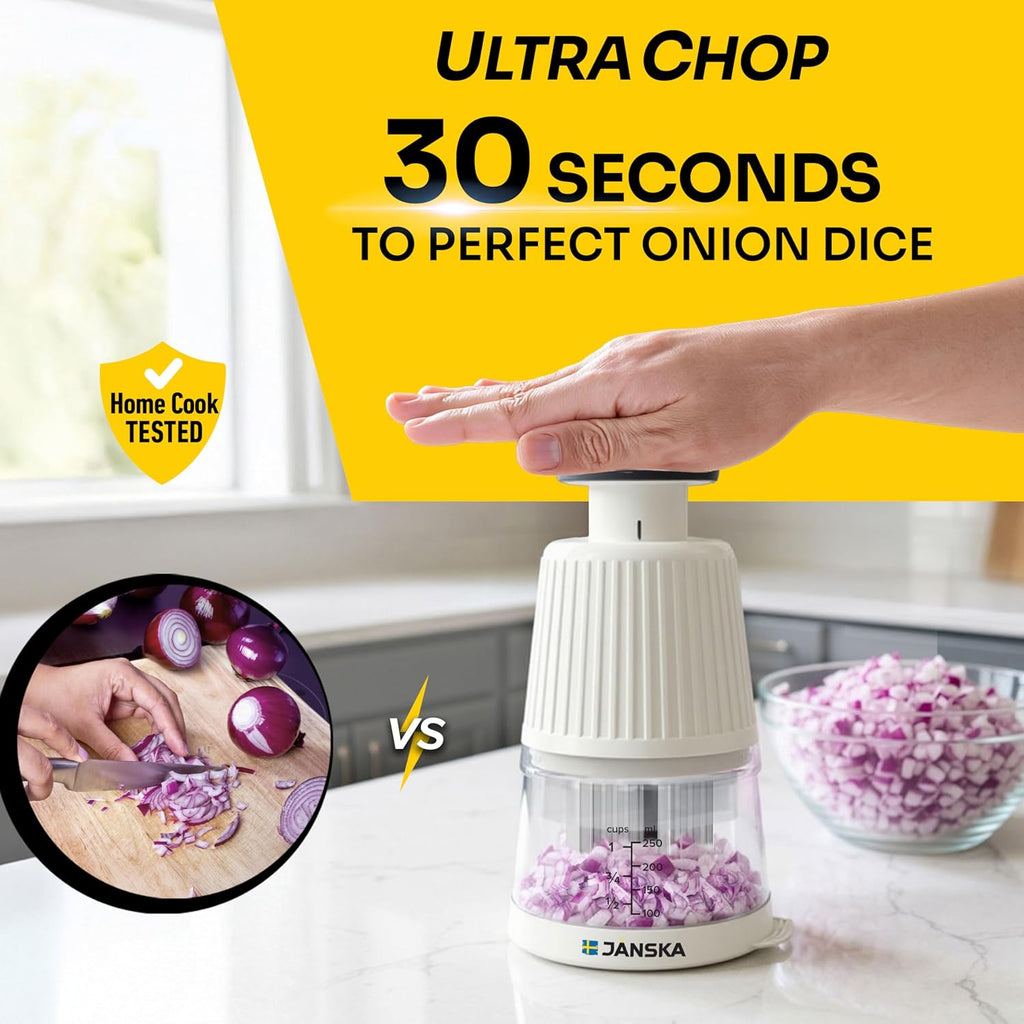 Ultrachop Push Food & Vegetable Chopper, Heavy-Duty Stainless Steel Blades, Durable & Ergonomic Design, Veggie, Meat, Garlic Cutter, Slicer, Soft Non-Slip Grip, Home Essentials Kitchen Gadgets